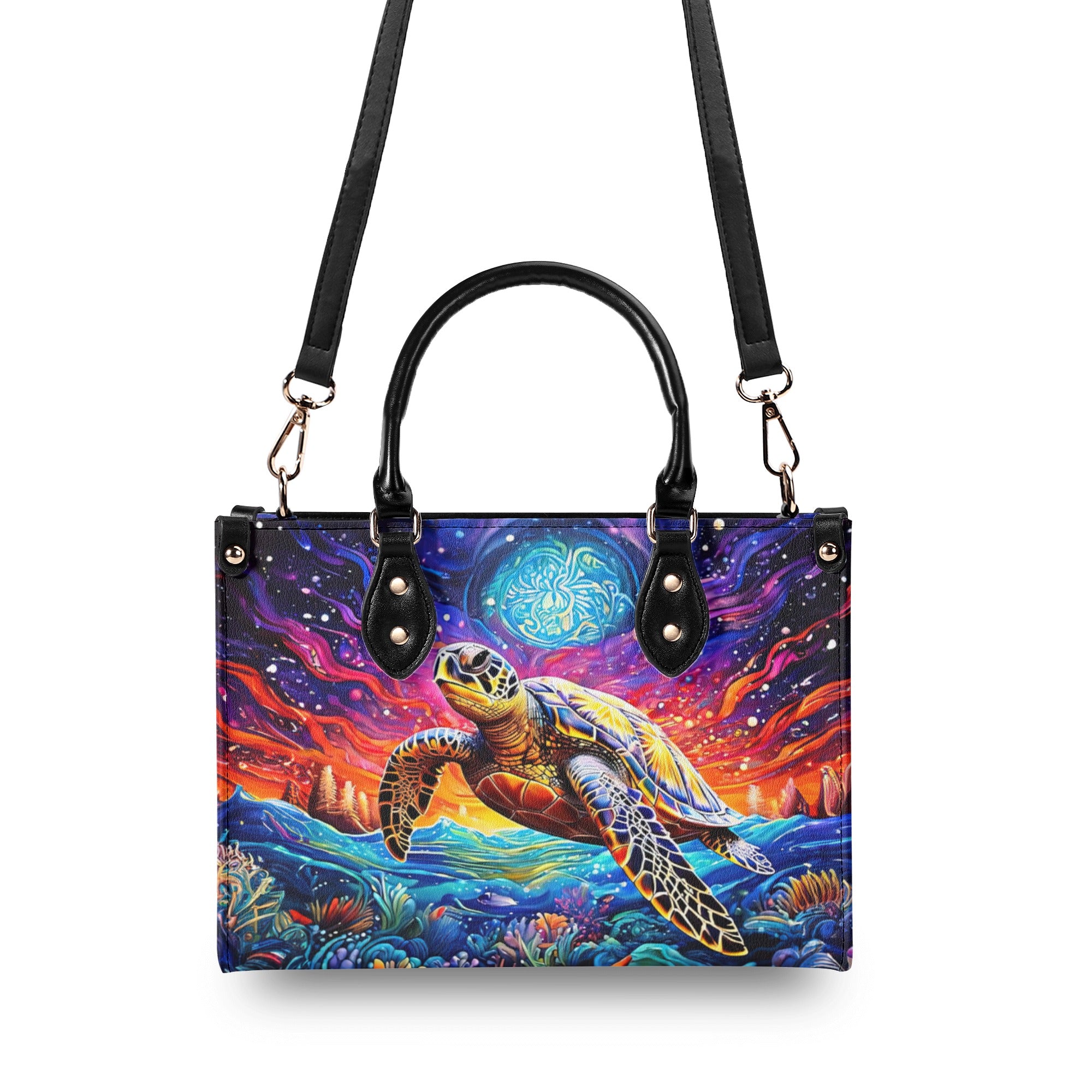 SEA TURTLE ART LEATHER HANDBAG - TLNZ1810245