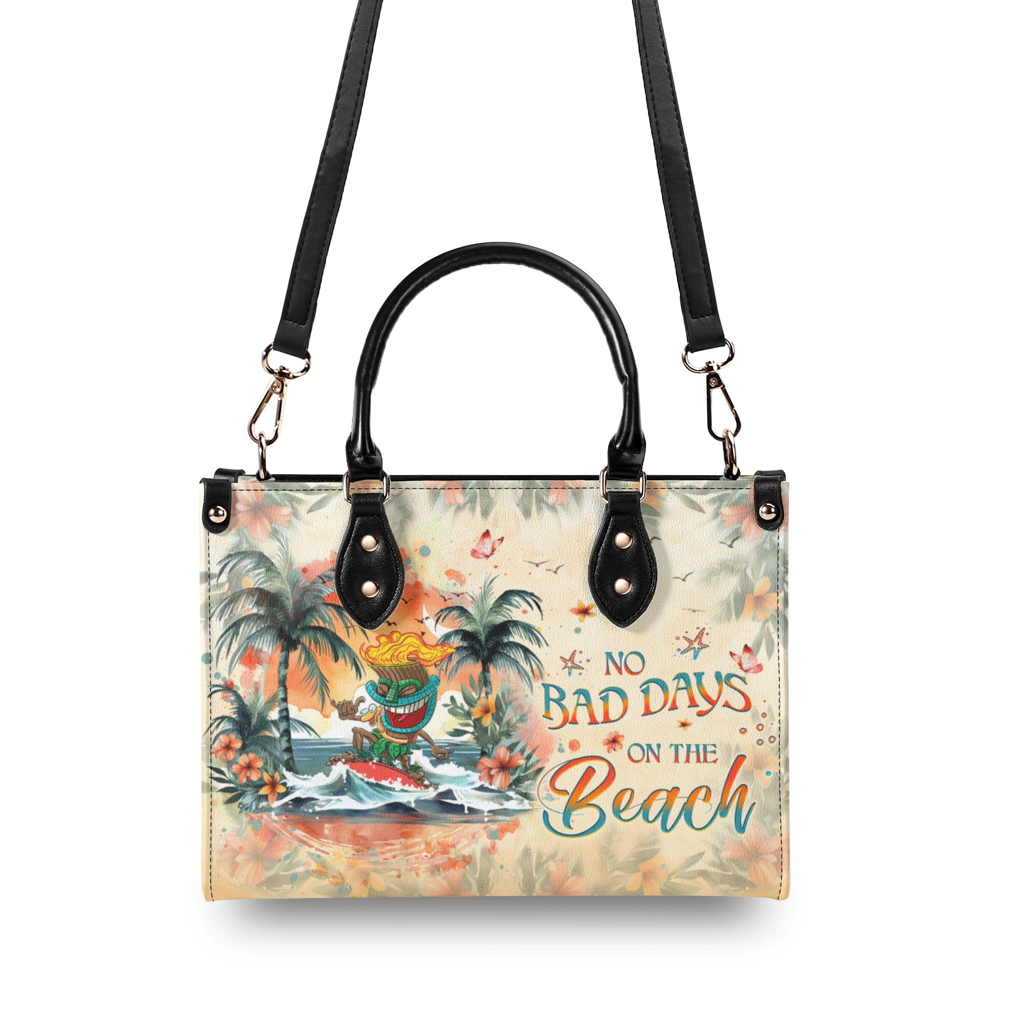 NO BAD DAYS ON THE BEACH TIKI LEATHER HANDBAG - YHHG0711241