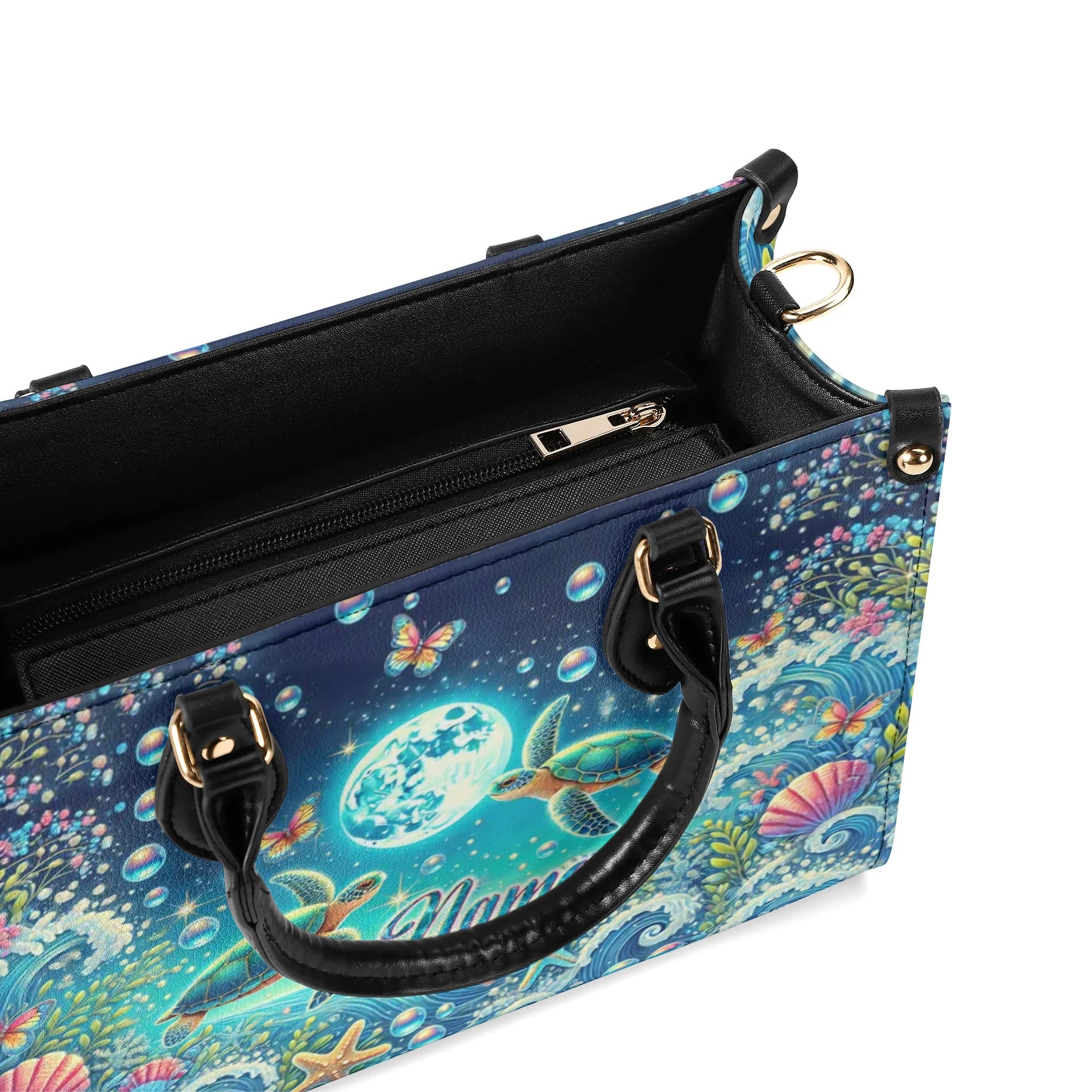 SEA TURTLE MOON LEATHER HANDBAG - TLNT2606245