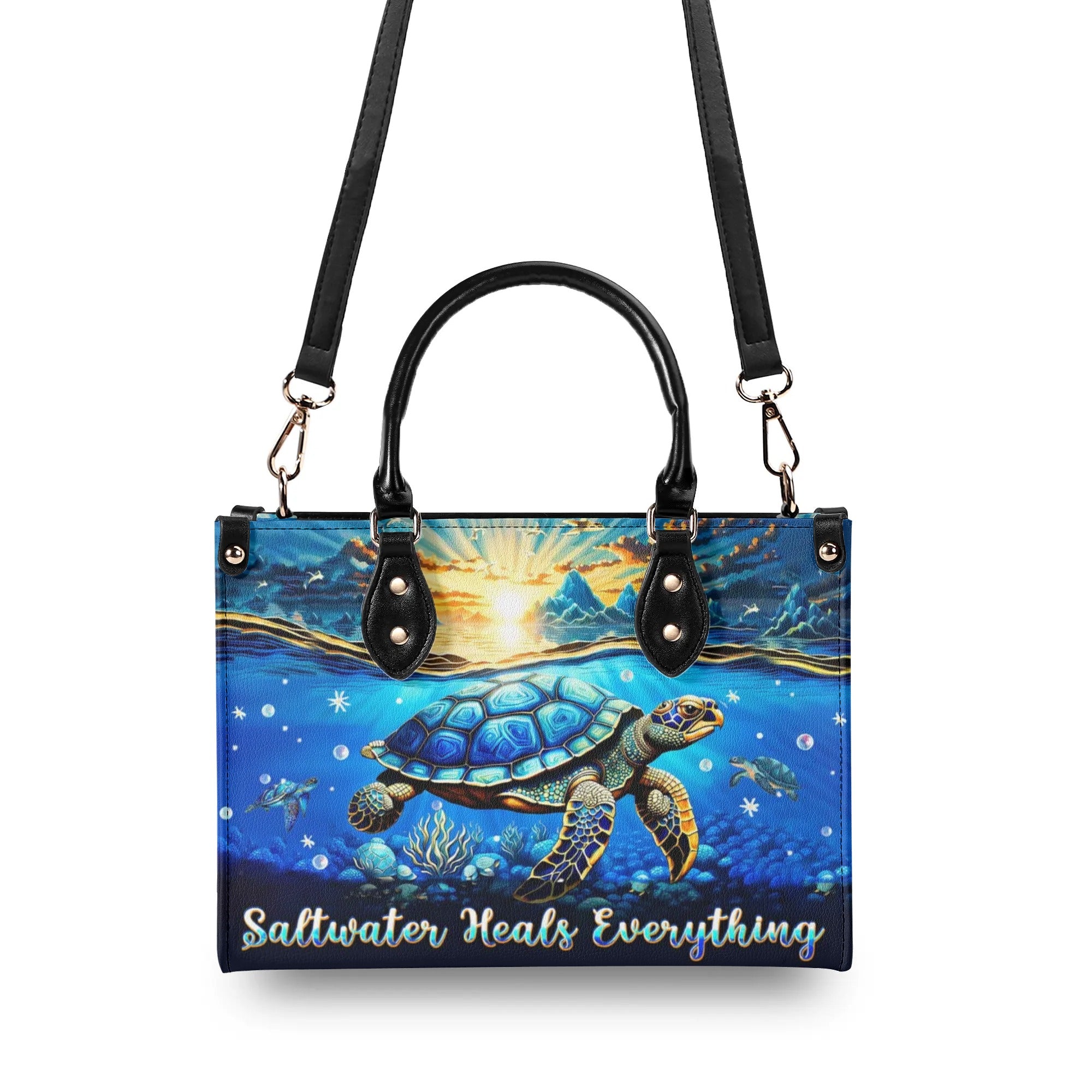 SALTWATER HEALS EVERYTHING TURTLE LEATHER HANDBAG - TLPQ0810244