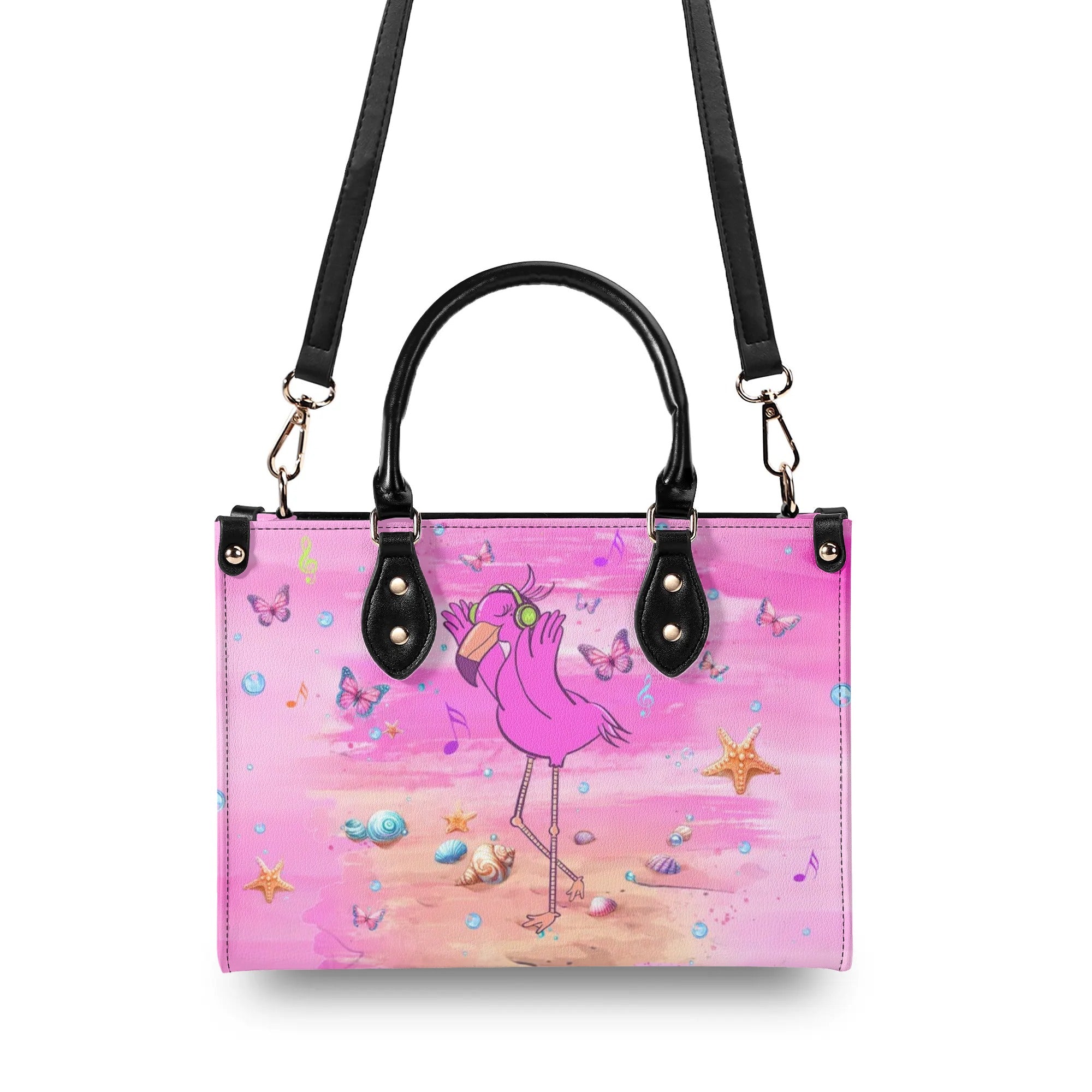 DON'T WORRY BEACH HAPPY FLAMINGO LEATHER HANDBAG - YHLT0310244