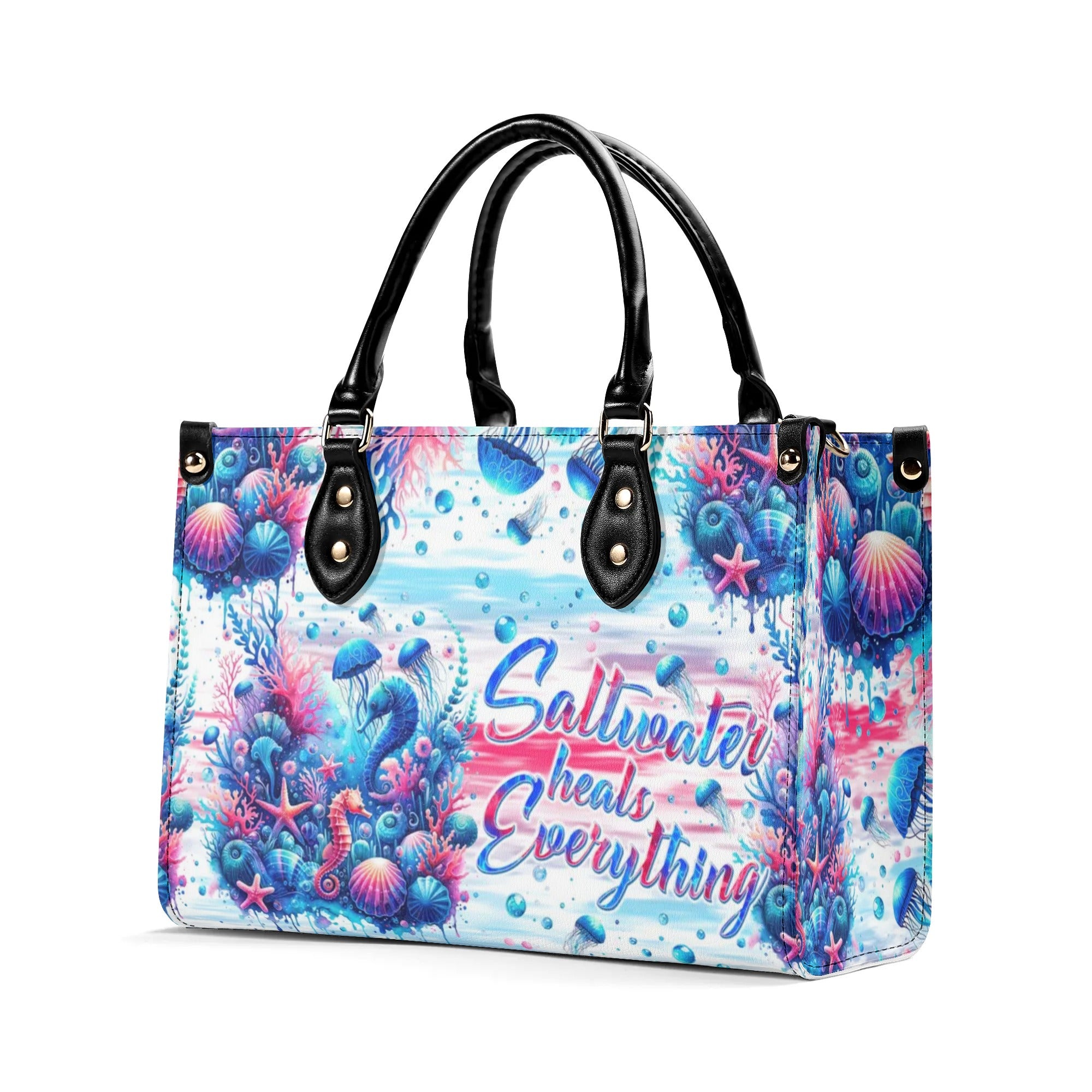 SALTWATER HEALS EVERYTHING UNDERSEA LEATHER HANDBAG - TLNT1906245