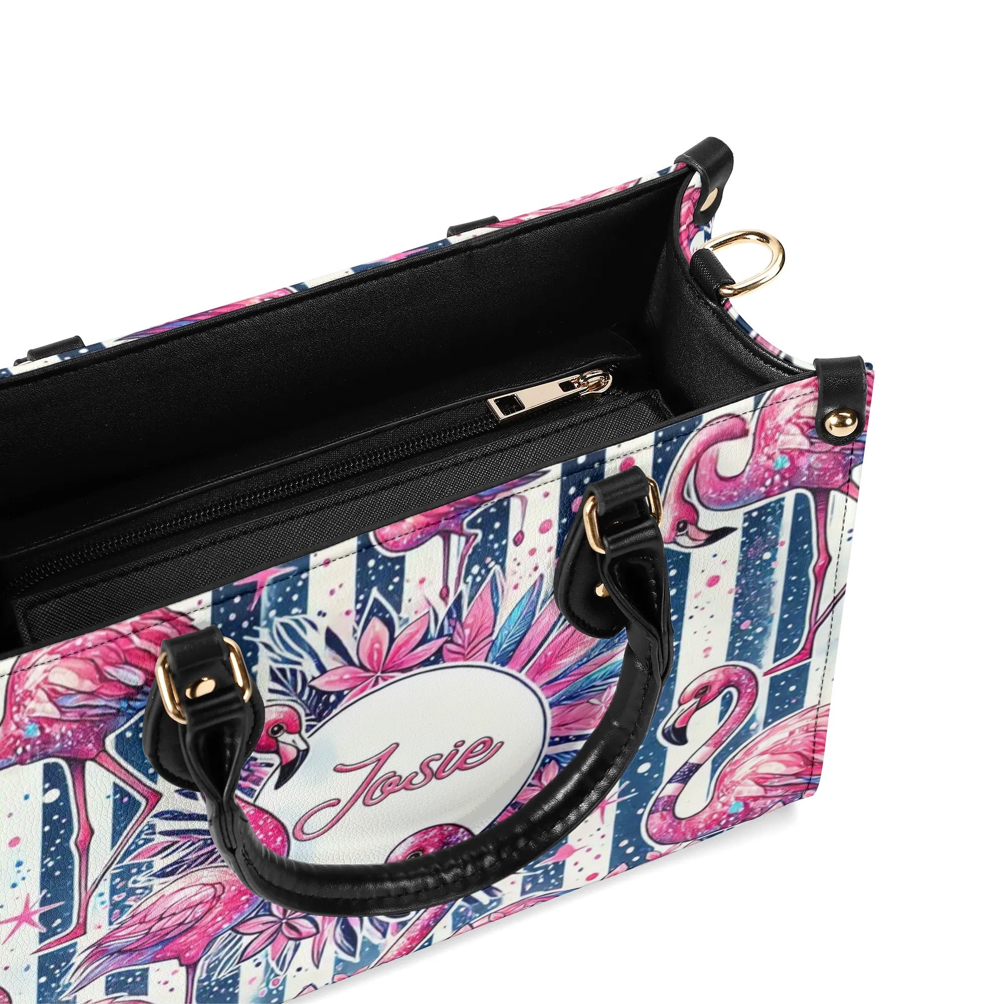 FLAMINGO TROPICAL  LEATHER HANDBAG - TLTR2707242