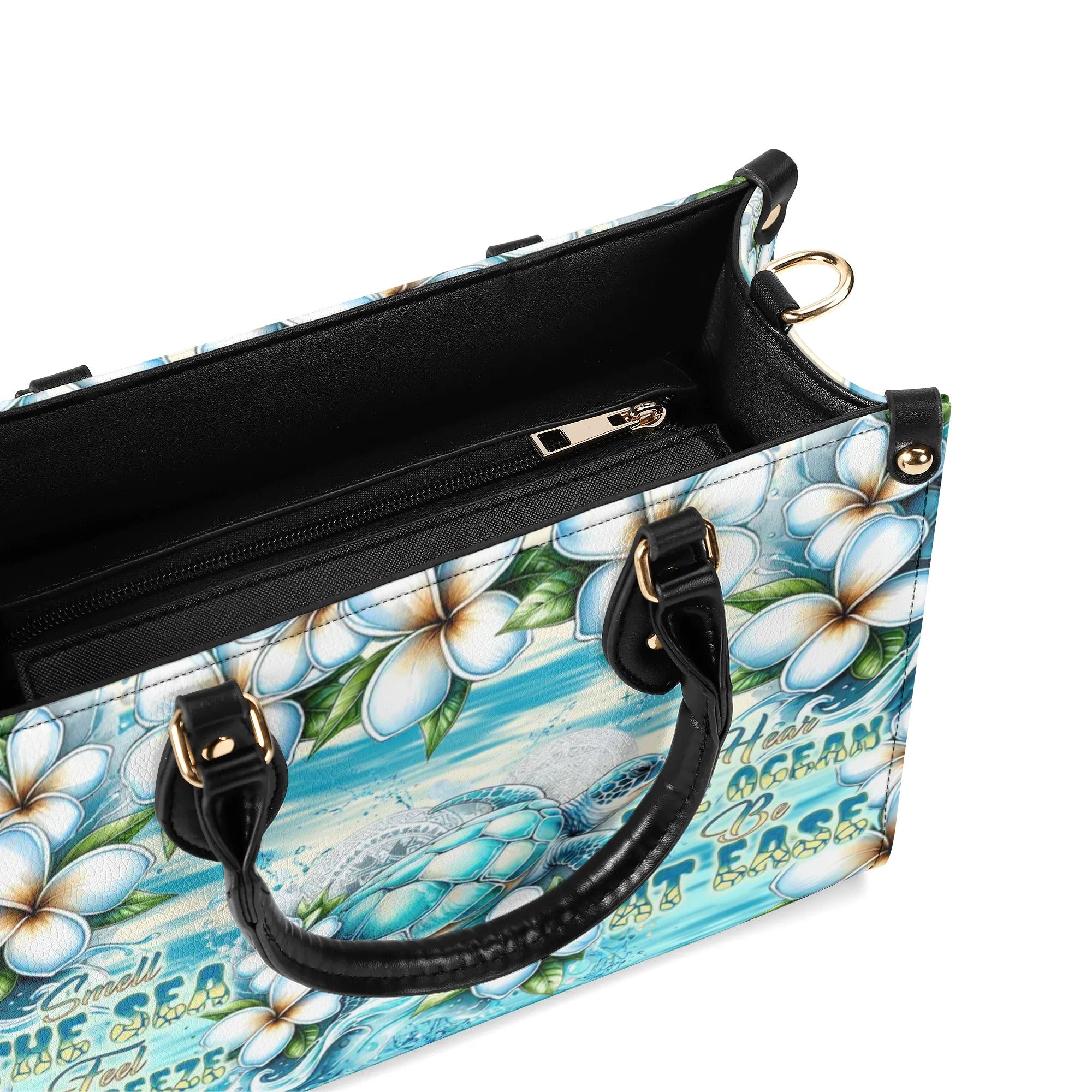 SMELL THE SEA FEEL THE BREEZE TURTLE LEATHER HANDBAG - TLNT1007244