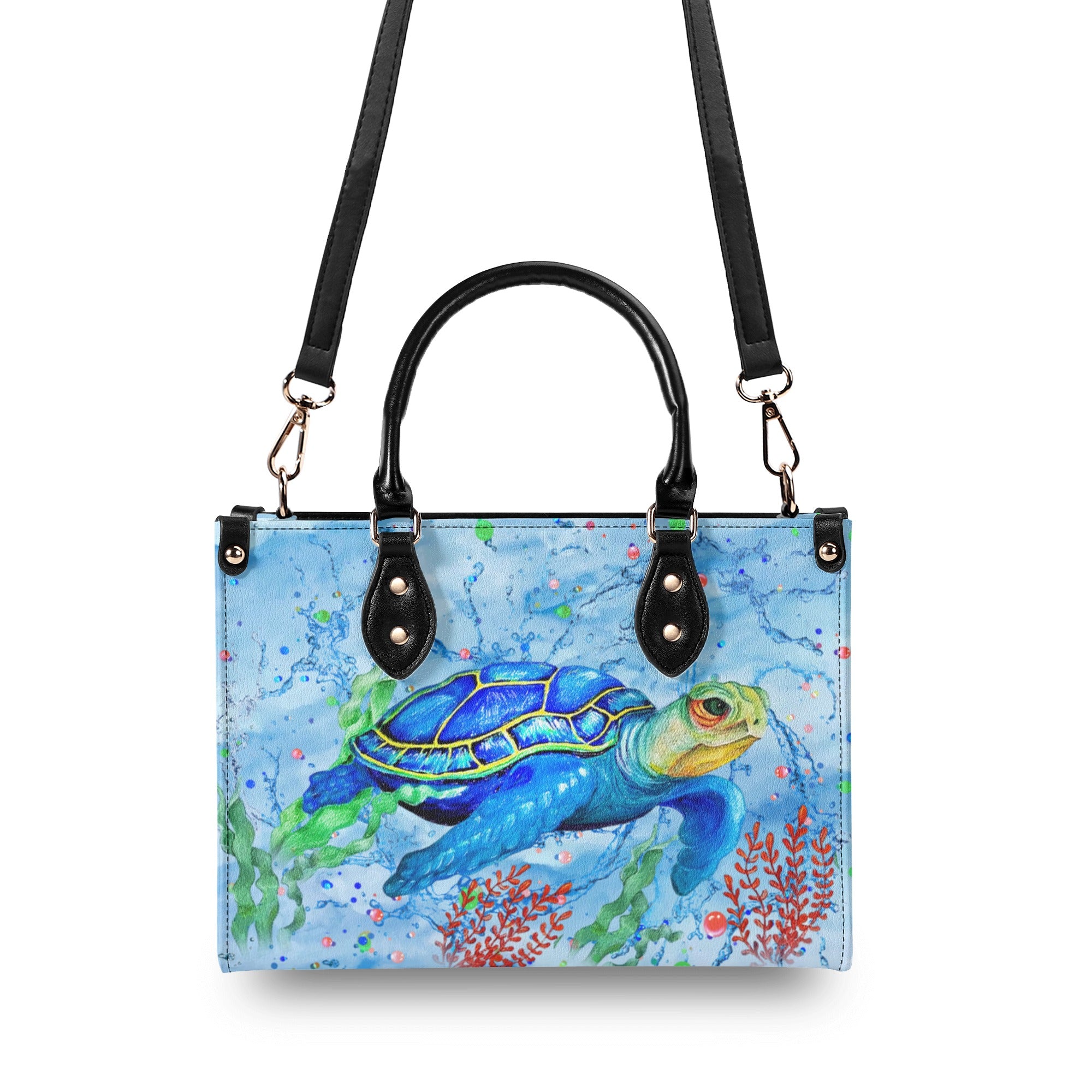 PAINTING SEA TURTLE LEATHER HANDBAG - YHLN2612244