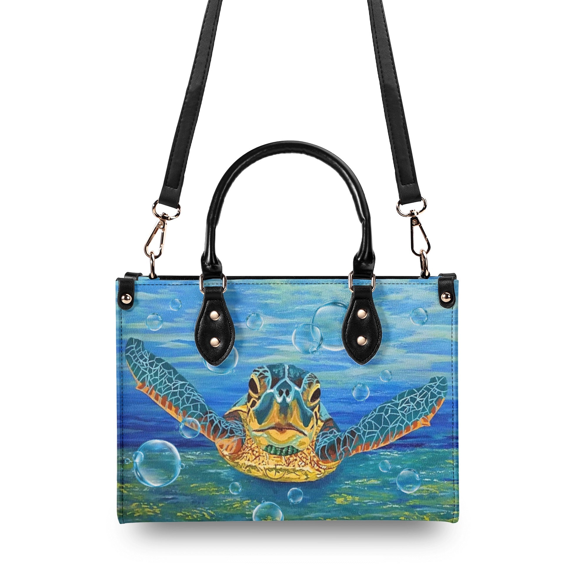 PAINTING TURTLE LEATHER HANDBAG - YHLT1411244