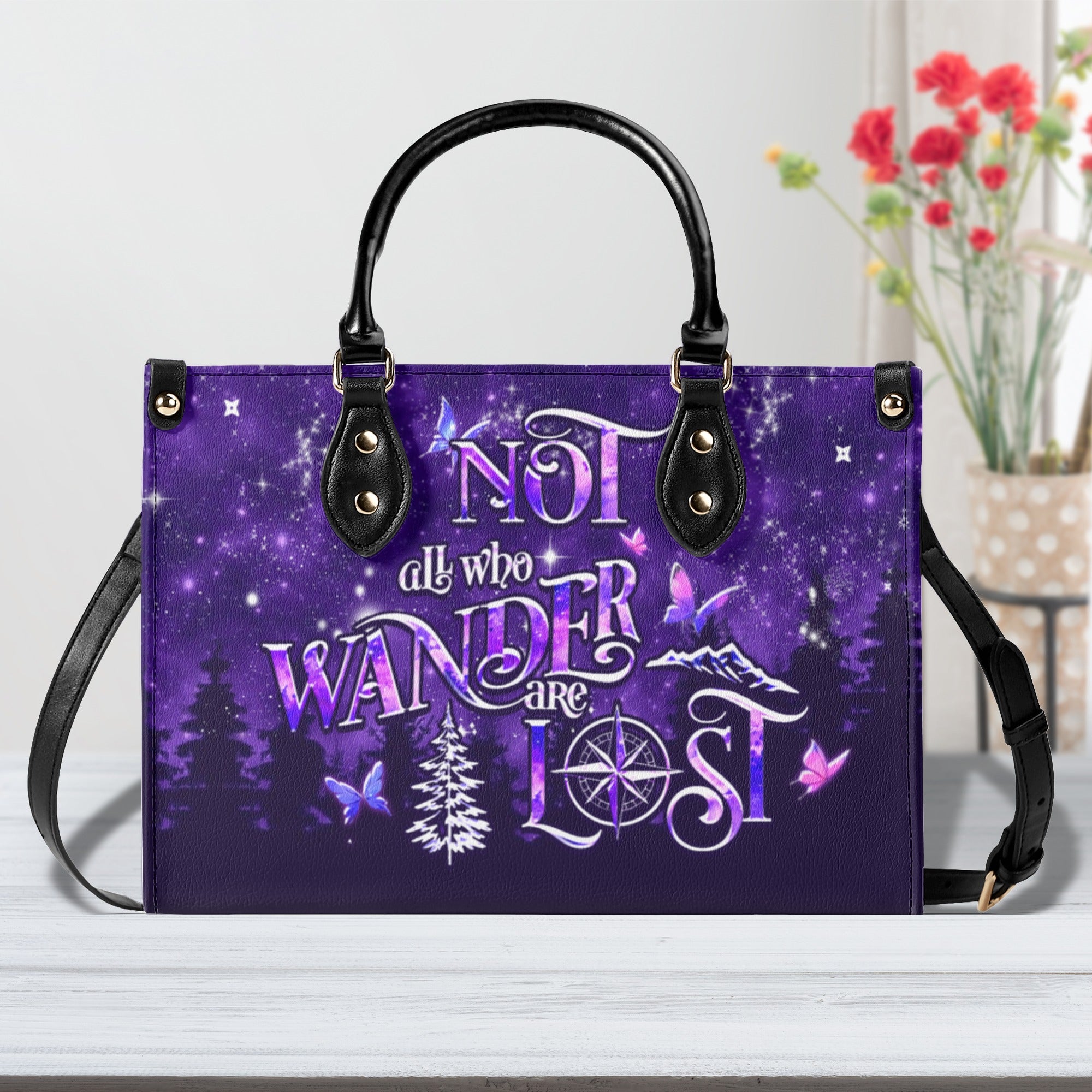 NOT ALL WHO WANDER ARE LOST LEATHER HANDBAG - YHDU1811244