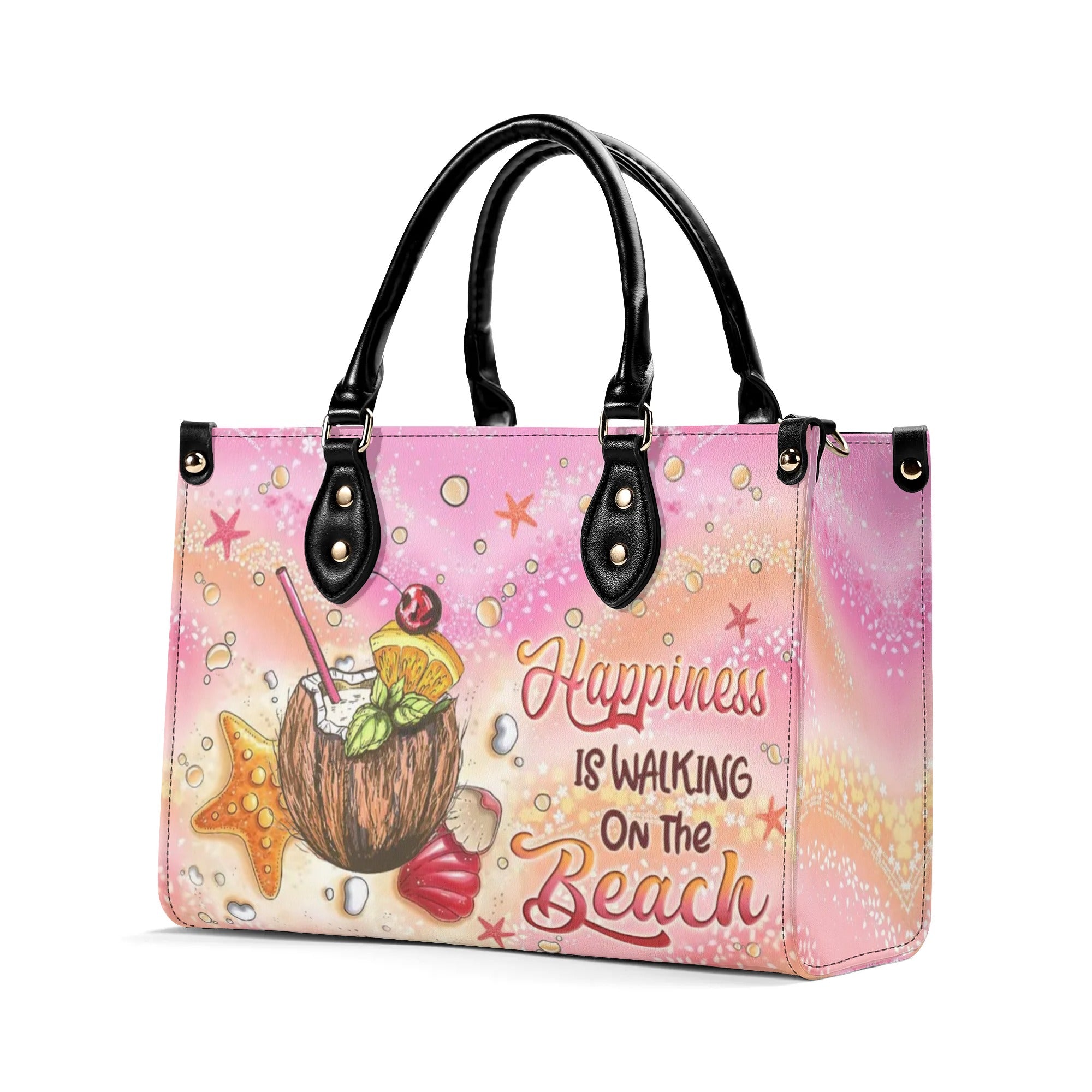 HAPPINESS IS WALKING ON THE BEACH LEATHER HANDBAG - YHLN2108244