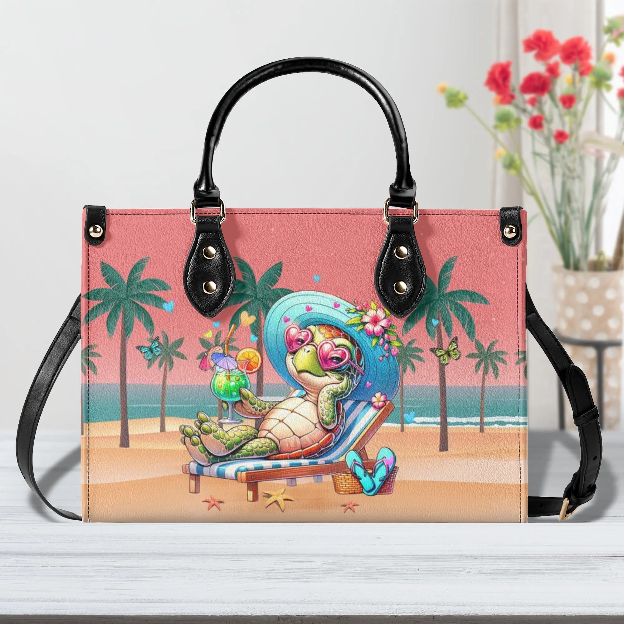 BEACH TURTLE LEATHER HANDBAG - YHHG2208244