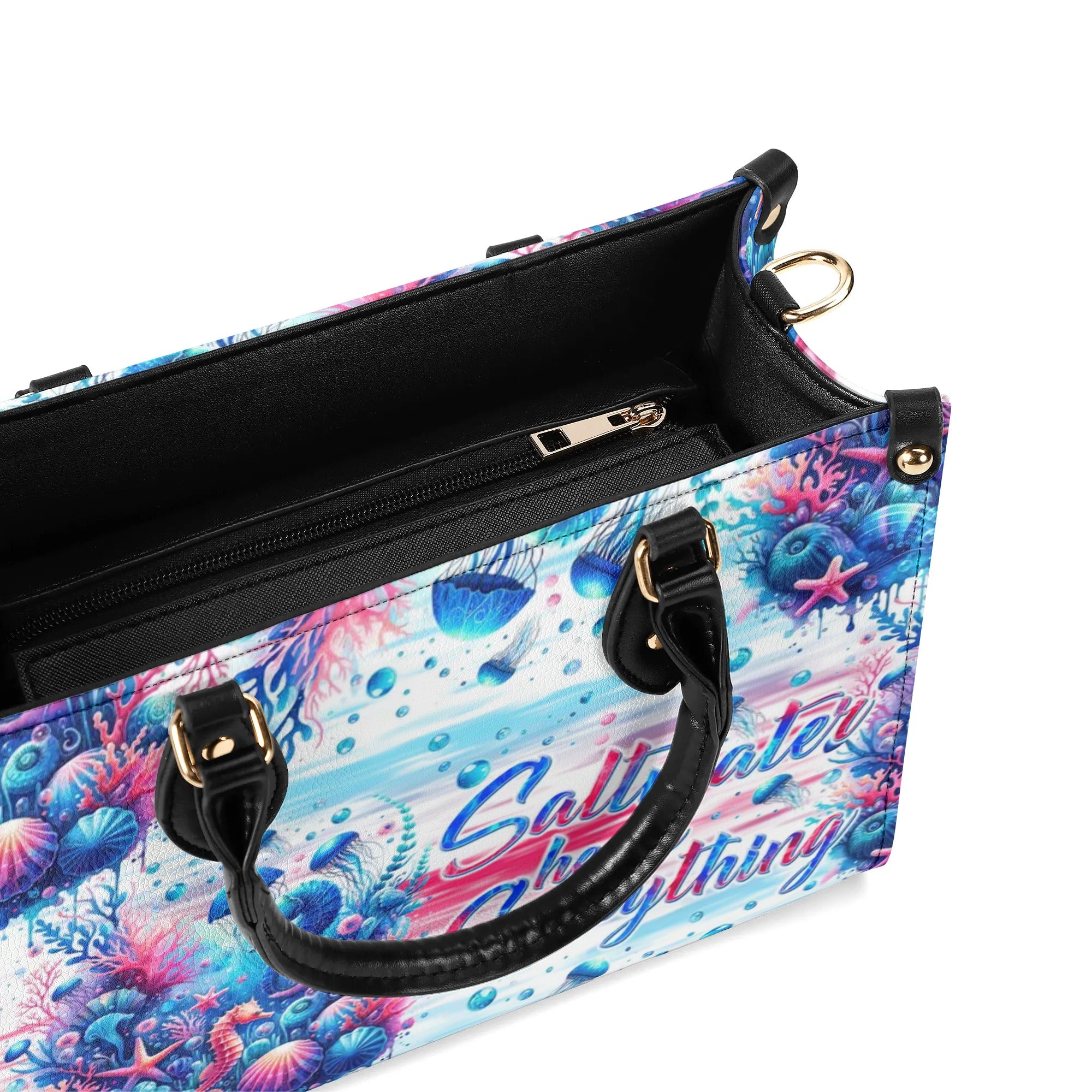 SALTWATER HEALS EVERYTHING UNDERSEA LEATHER HANDBAG - TLNT1906245