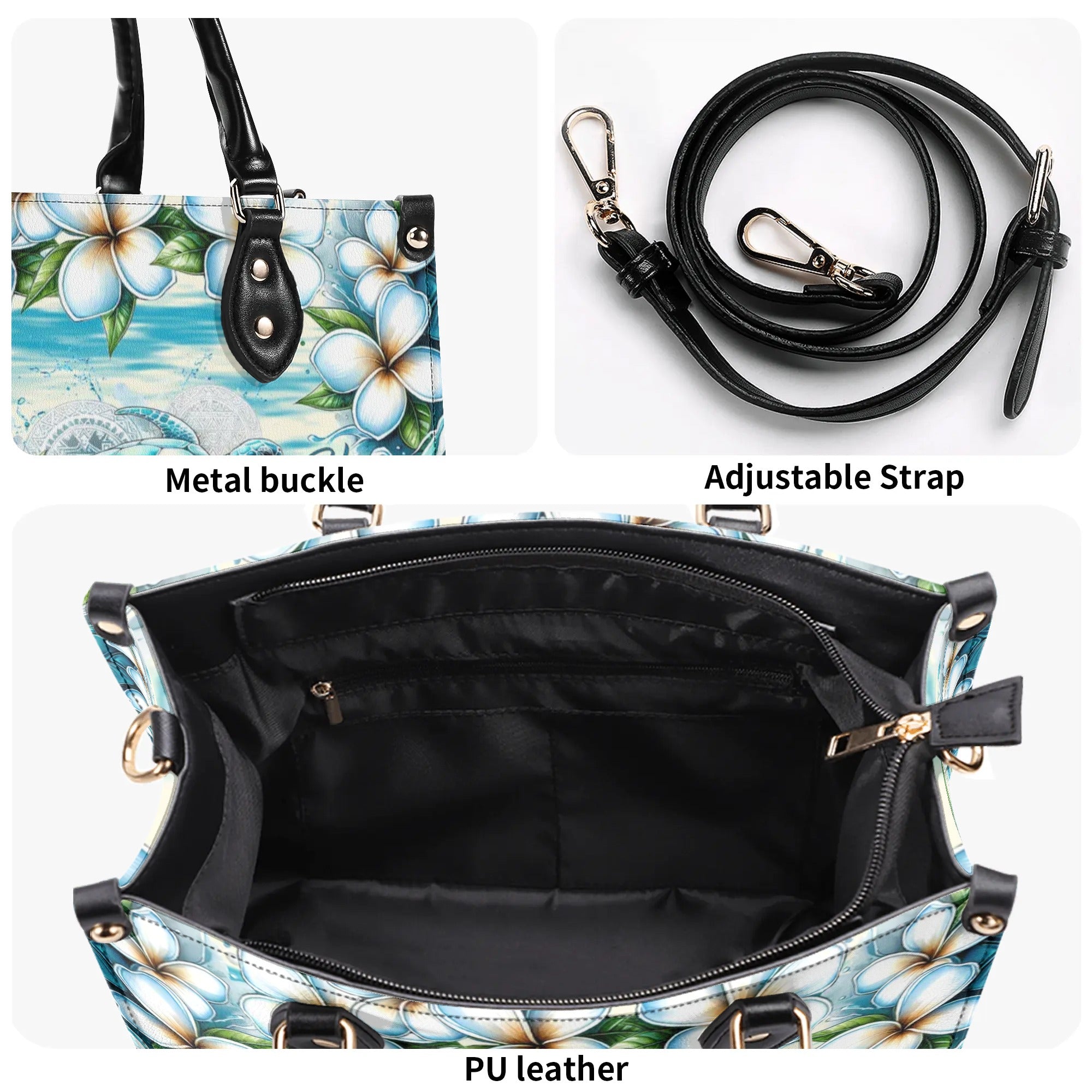 SMELL THE SEA FEEL THE BREEZE TURTLE LEATHER HANDBAG - TLNT1007244