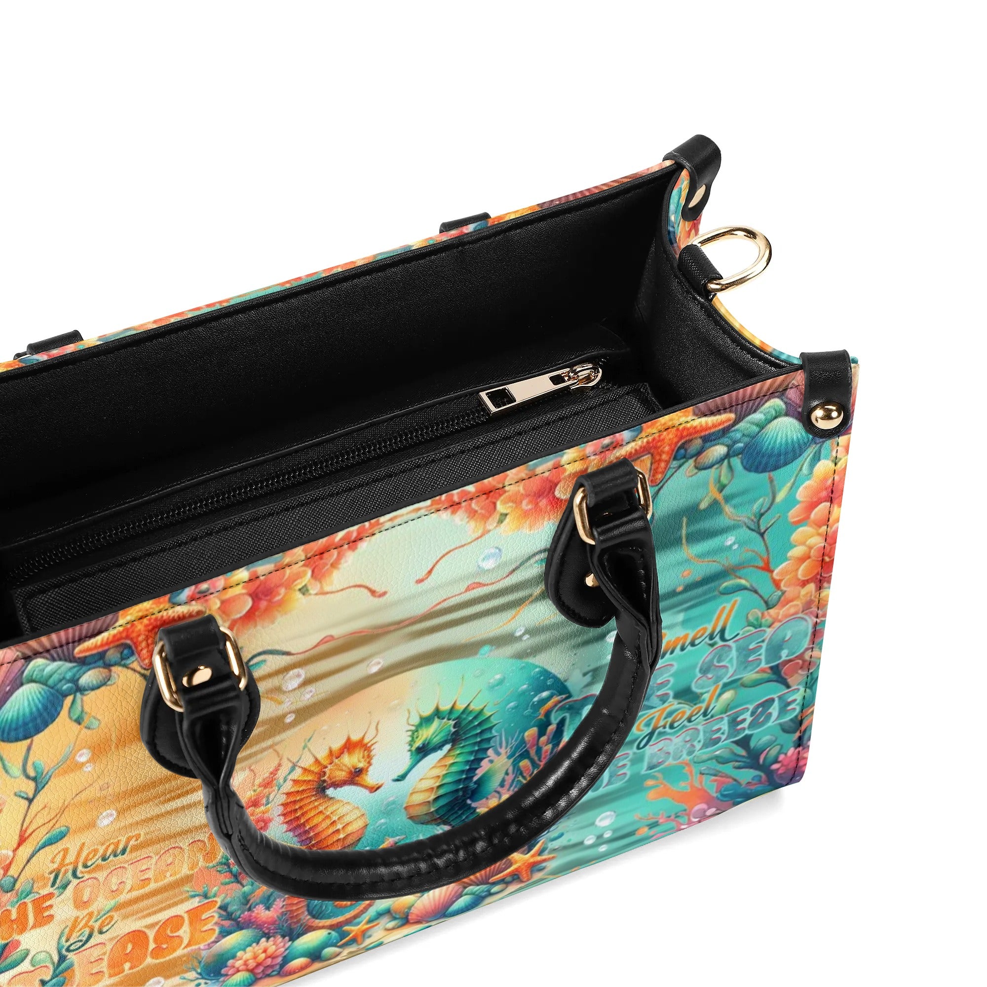 SMELL THE SEA FEEL THE BREEZE SEAHORSE LEATHER HANDBAG - TLNT2407244