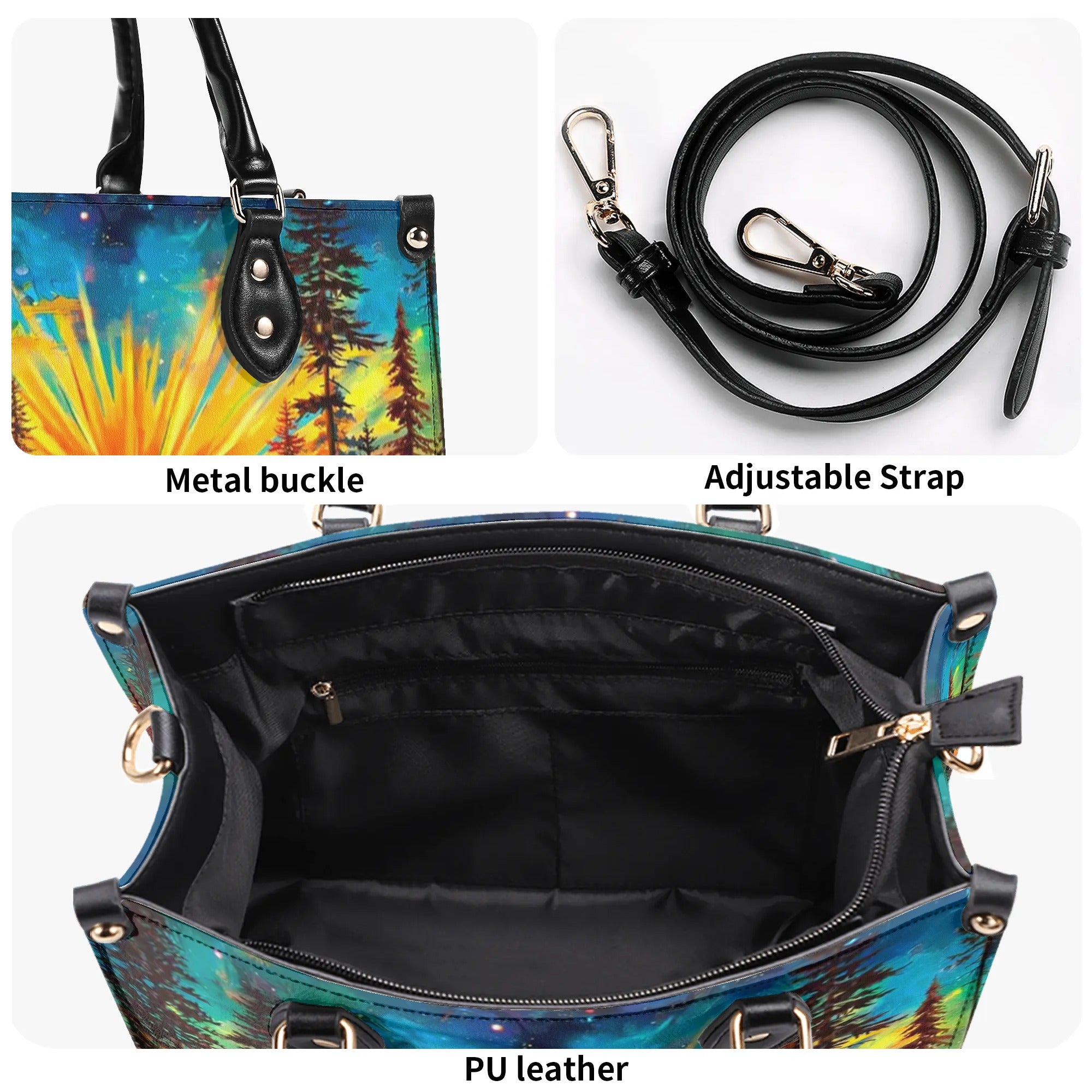 BEAUTIFUL SUN SCENE LEATHER HANDBAG - YHHN1009243