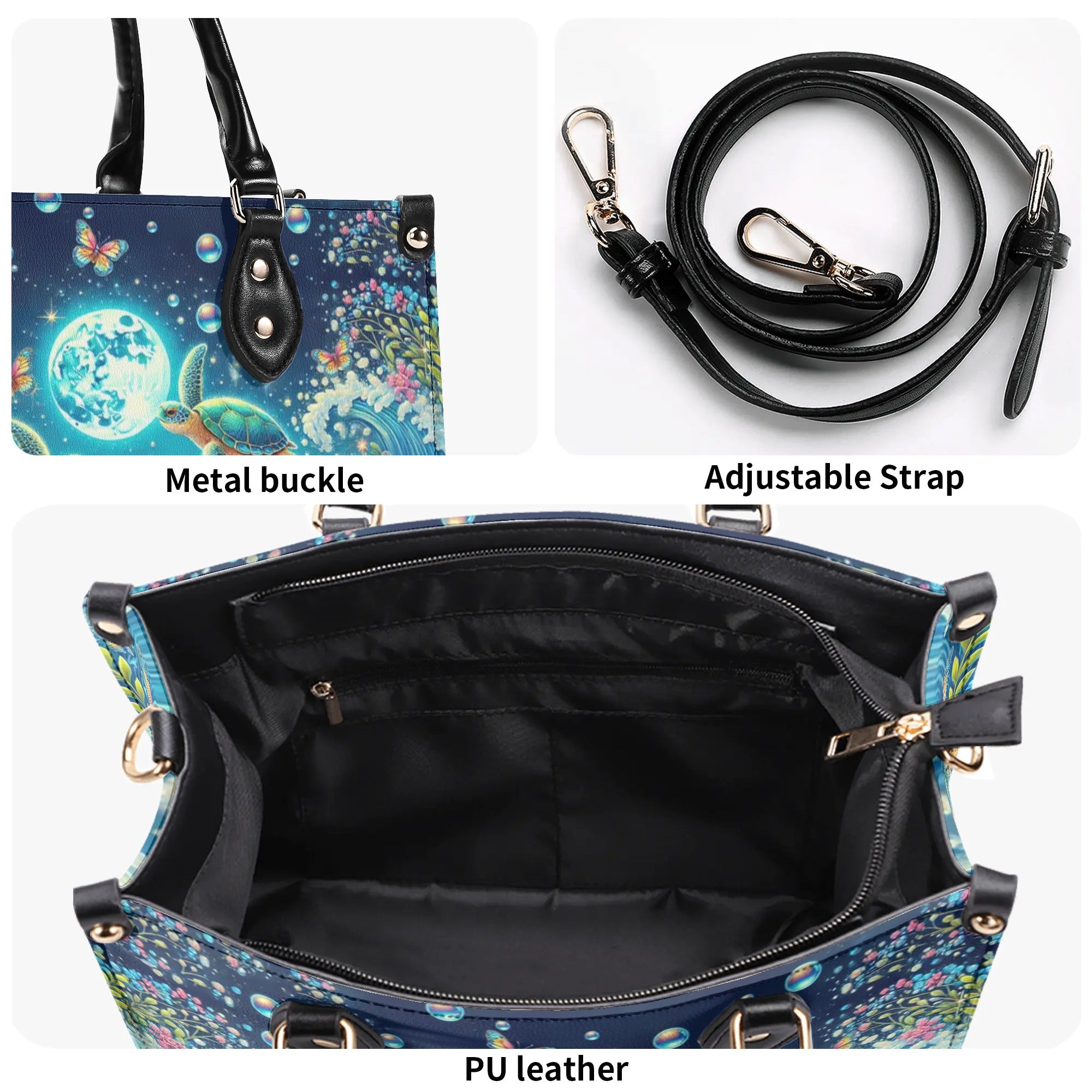 SEA TURTLE MOON LEATHER HANDBAG - TLNT2606245