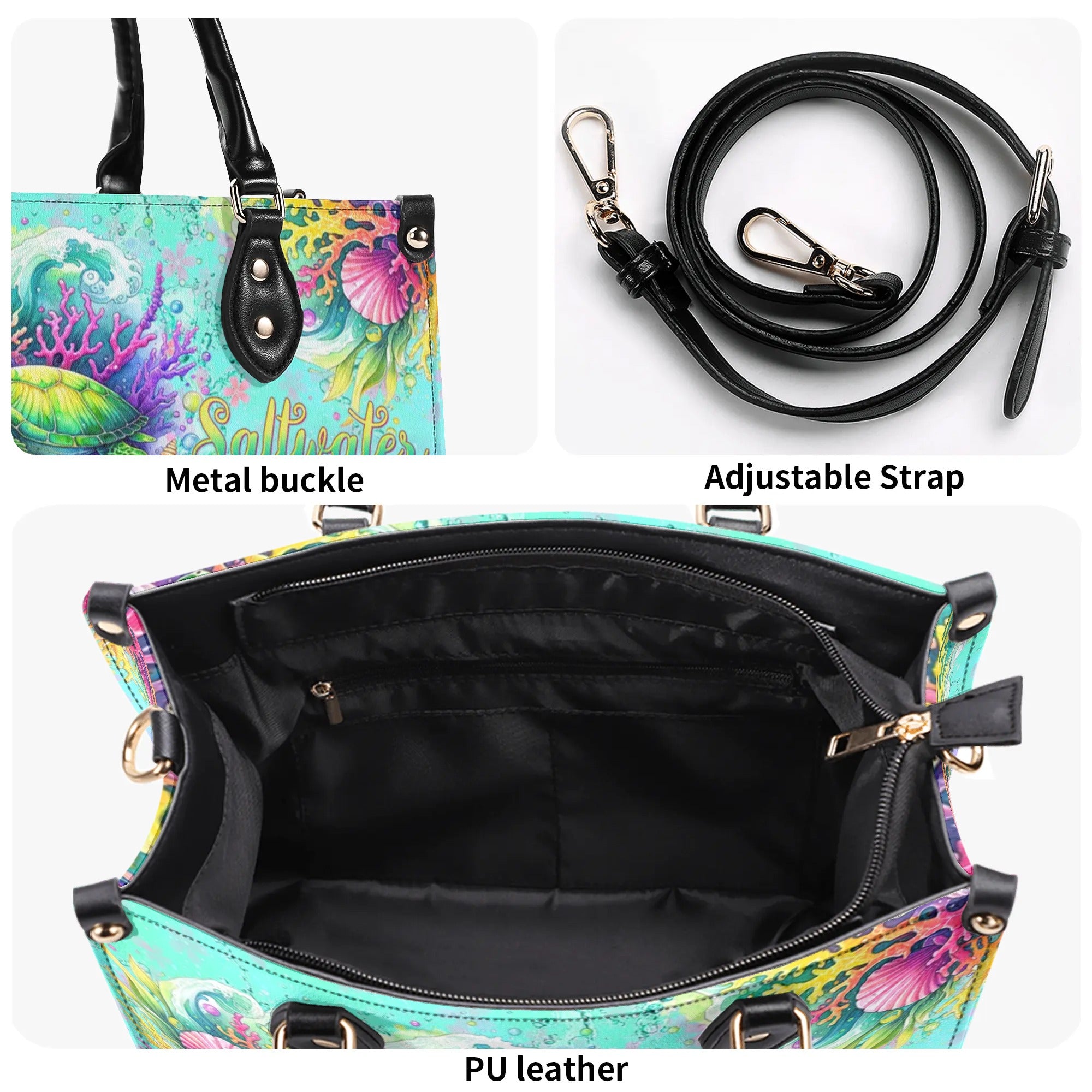 SALTWATER HEALS EVERYTHING TURTLE LEATHER HANDBAG - TLTW3105243