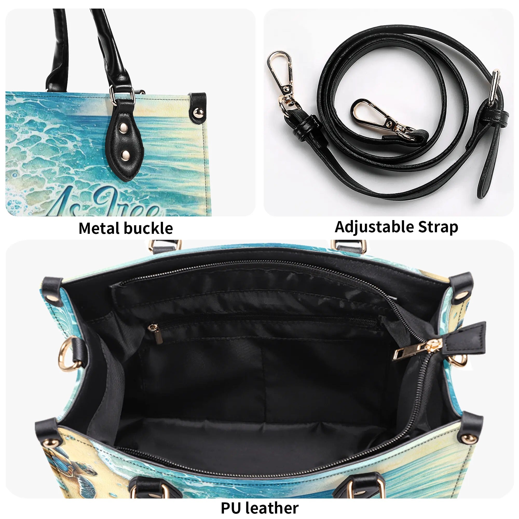 AS FREE AS THE OCEAN TURTLE LEATHER HANDBAG - TLNO1409244