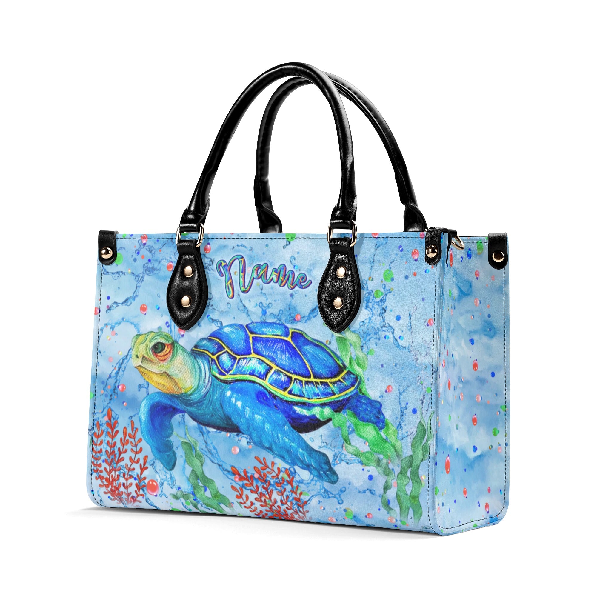 PAINTING SEA TURTLE LEATHER HANDBAG - YHLN2612244