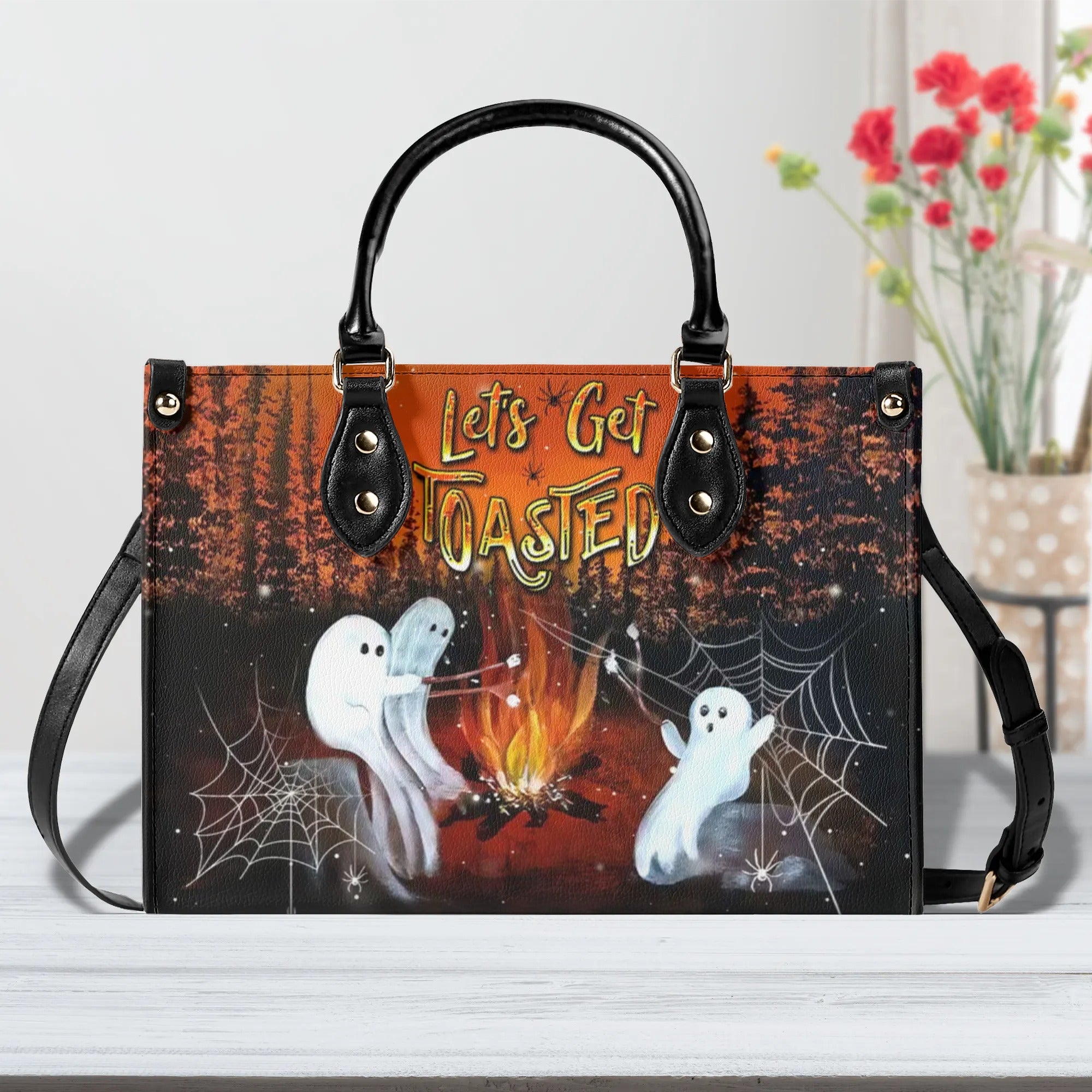 LET'S GET TOASTED BOOS HALLOWEEN LEATHER HANDBAG - YHDU1608244