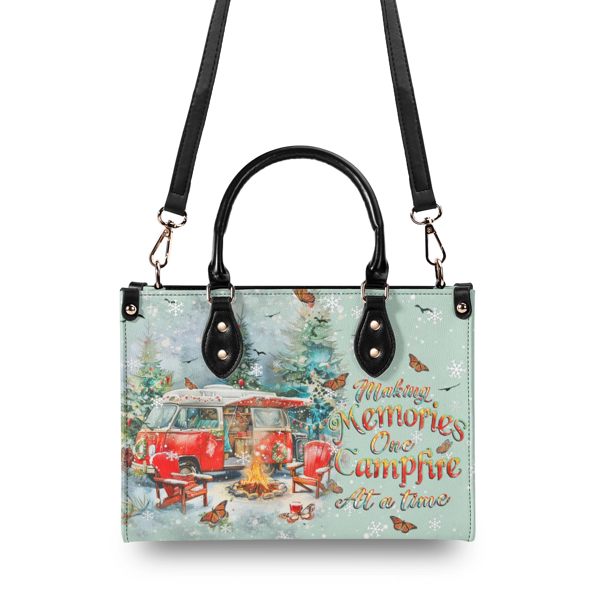 MAKING MEMORIES ONE CAMPFIRE CHRISTMAS LEATHER HANDBAG - YHHN2910244