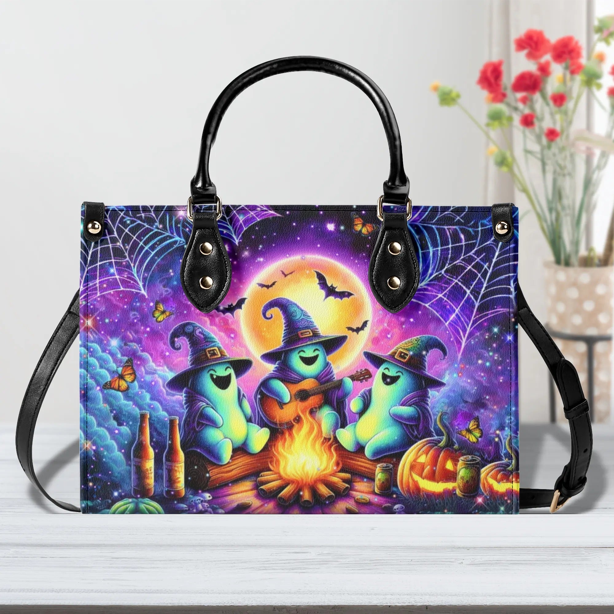 CUTE GHOST CAMPING HALLOWEEN LEATHER HANDBAG - YHLT0808244