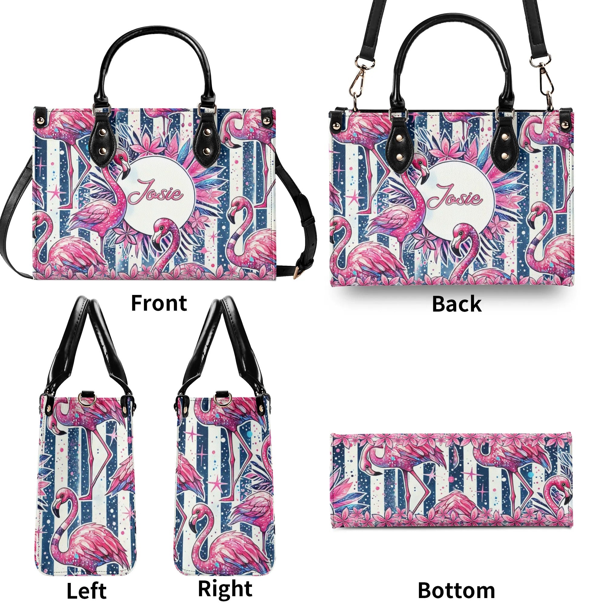 FLAMINGO TROPICAL  LEATHER HANDBAG - TLTR2707242