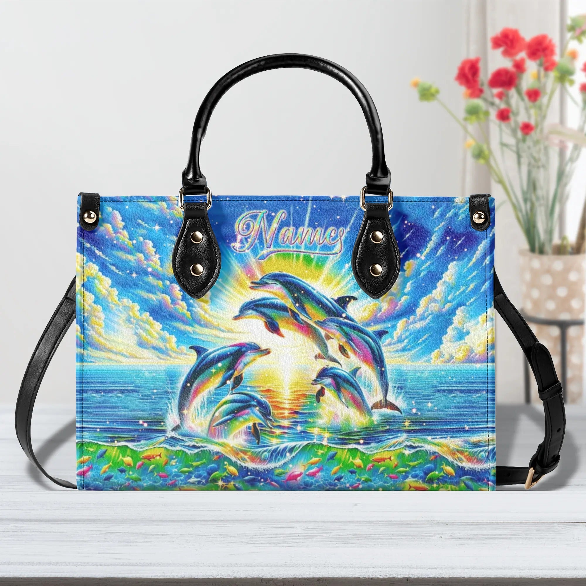 COLORFUL DOLPHIN LEATHER HANDBAG - TLNT0708243