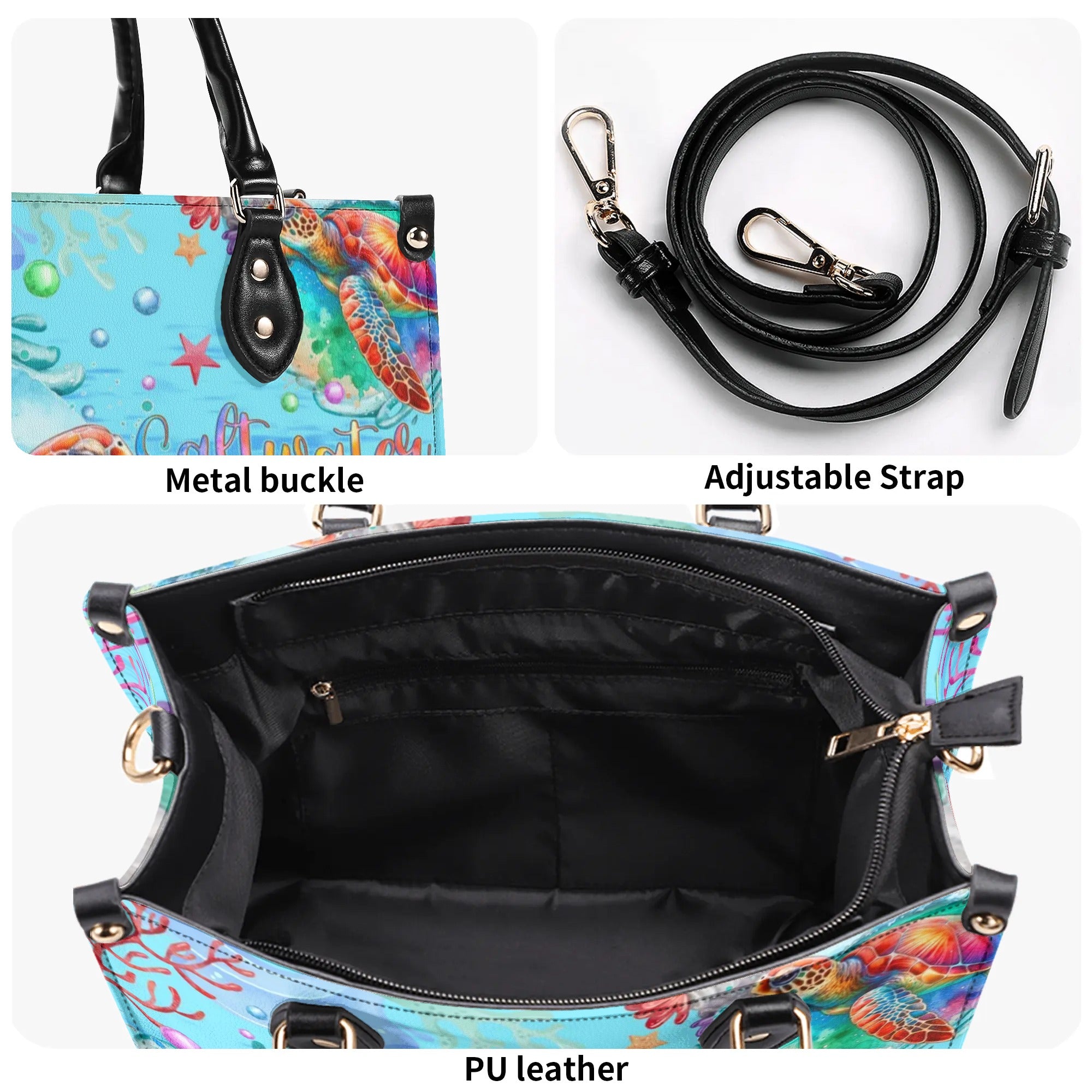 SALTWATER HEALS EVERYTHING TURTLE LEATHER HANDBAG - TYQY2705245