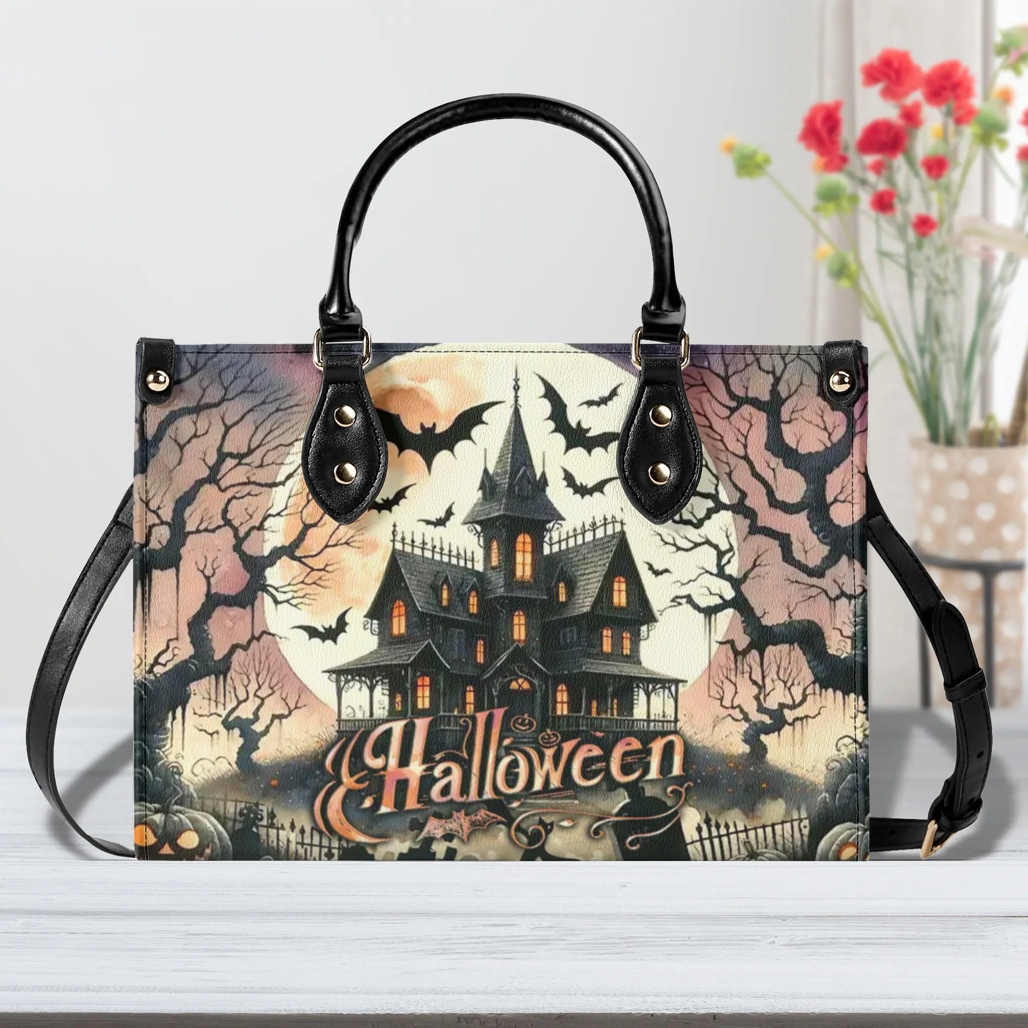 HALLOWEEN CASTLE LEATHER HANDBAG - YHLT1309242