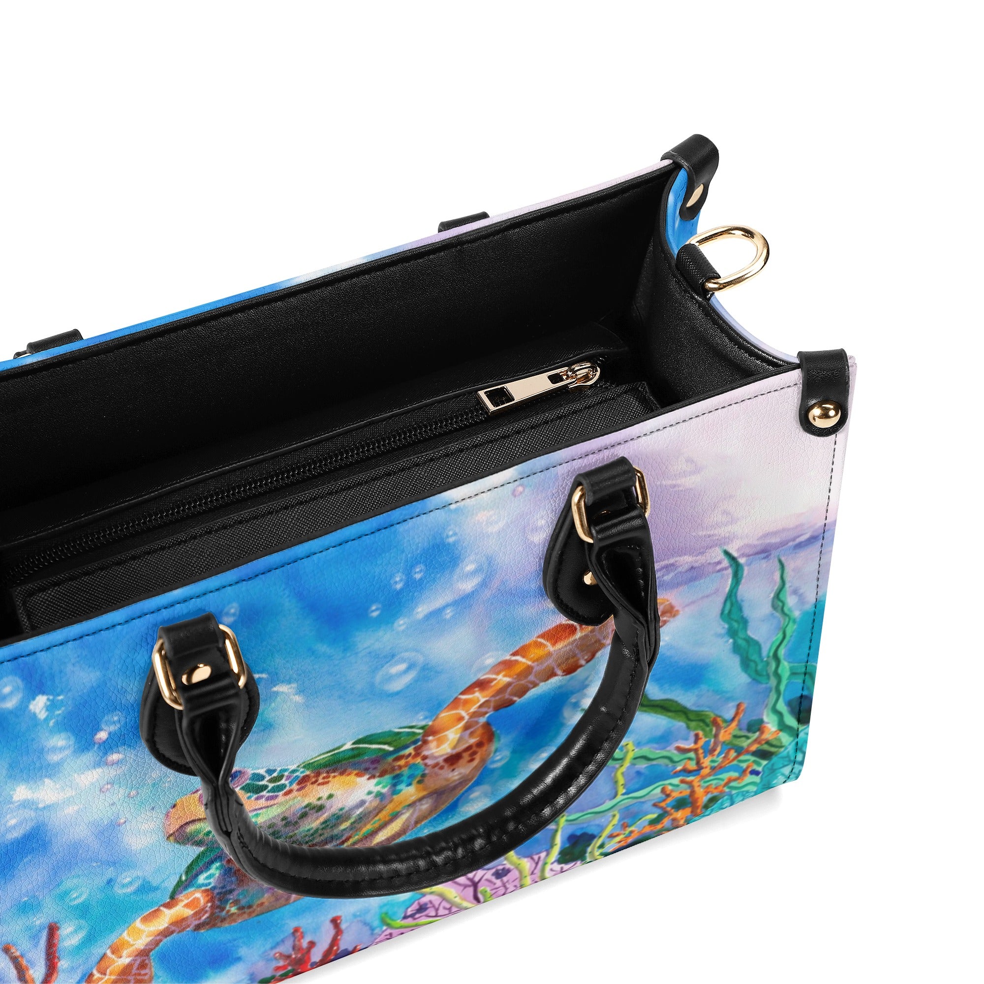 PAINTING SEA TURTLE LEATHER HANDBAG - YHDU2111244