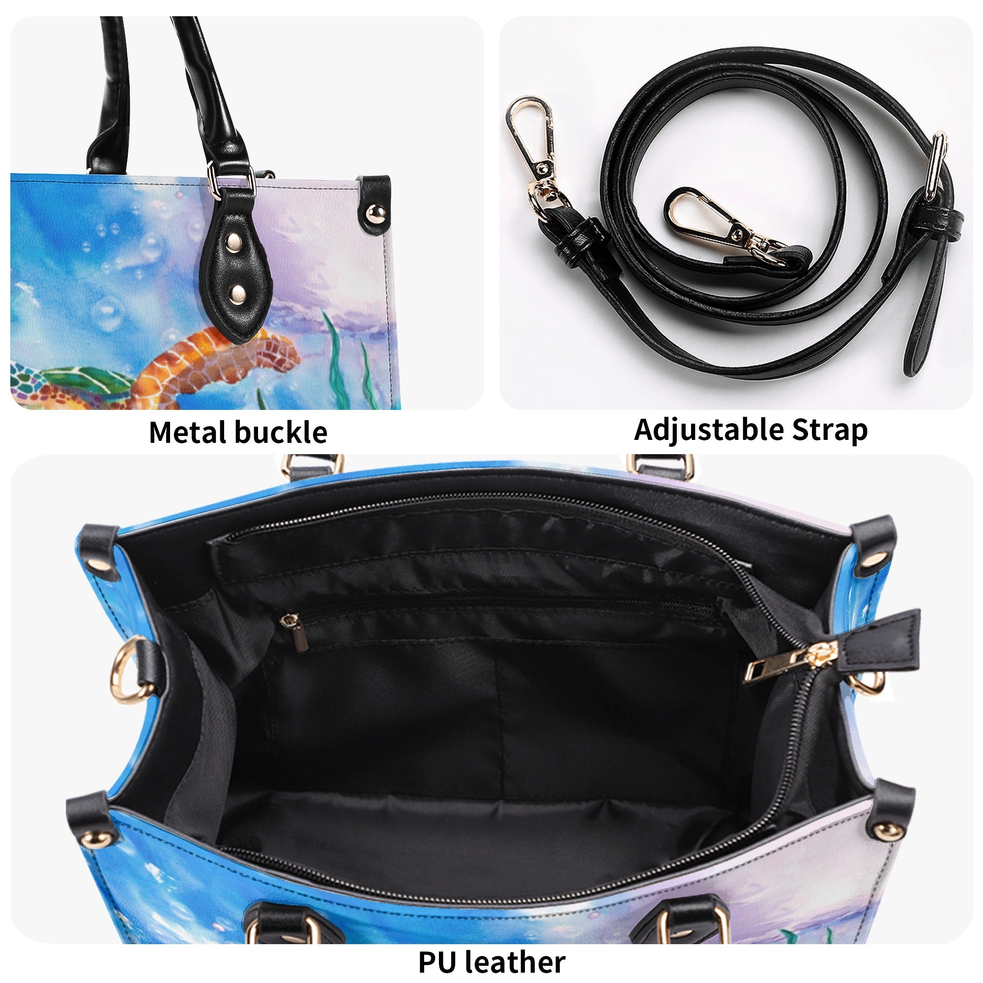 PAINTING SEA TURTLE LEATHER HANDBAG - YHDU2111244