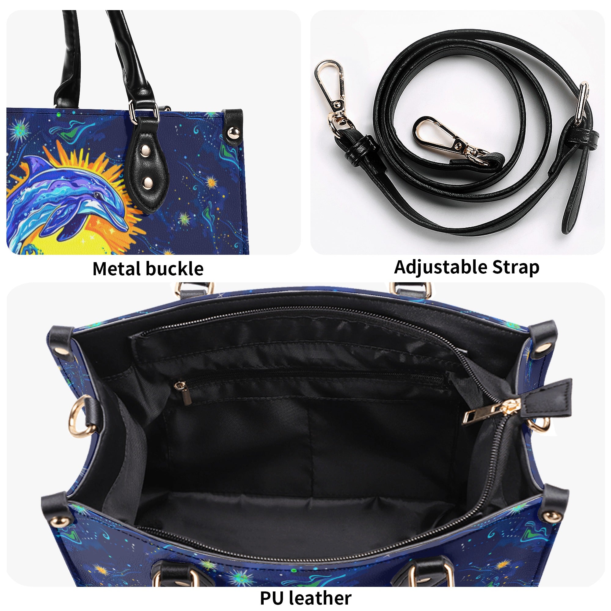 SALTWATER HEALS EVERYTHING DOLPHIN  LEATHER HANDBAG - TLTW2612243