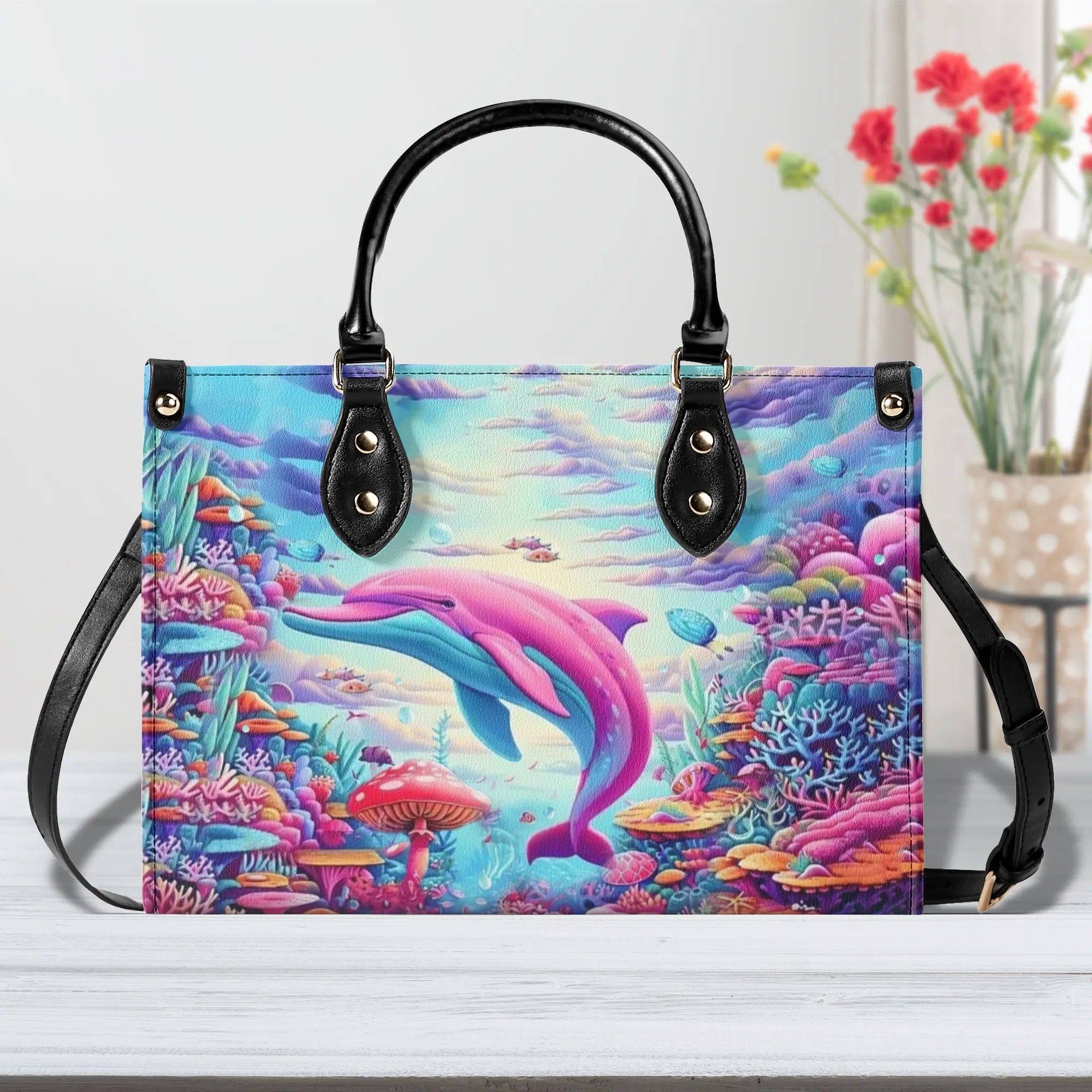 PINK DOLPHIN LEATHER HANDBAG - YHLT0409244