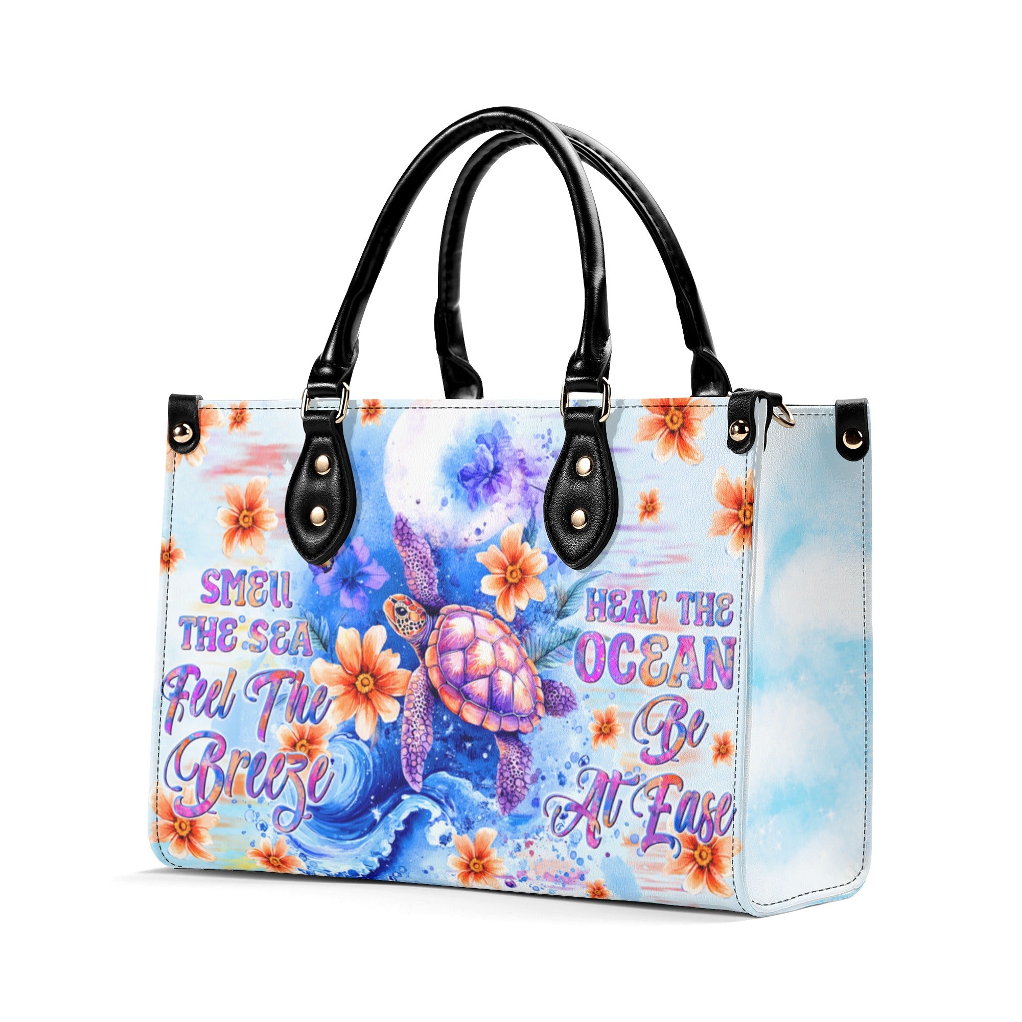 SMELL THE SEA FEEL THE BREEZE TURTLE LEATHER HANDBAG - TLTW0811245