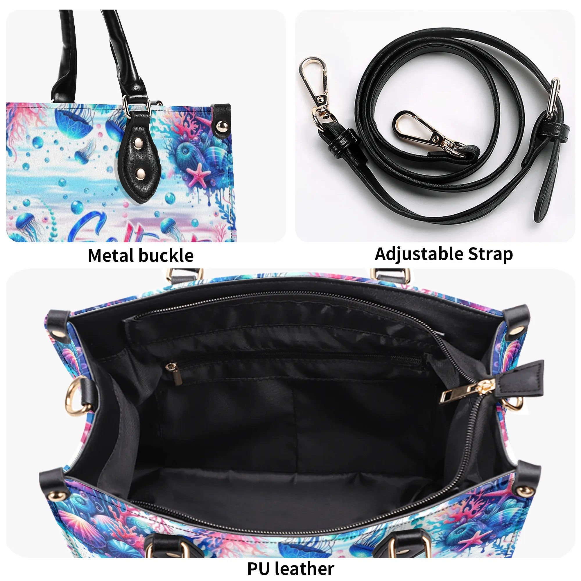 SALTWATER HEALS EVERYTHING UNDERSEA LEATHER HANDBAG - TLNT1906245