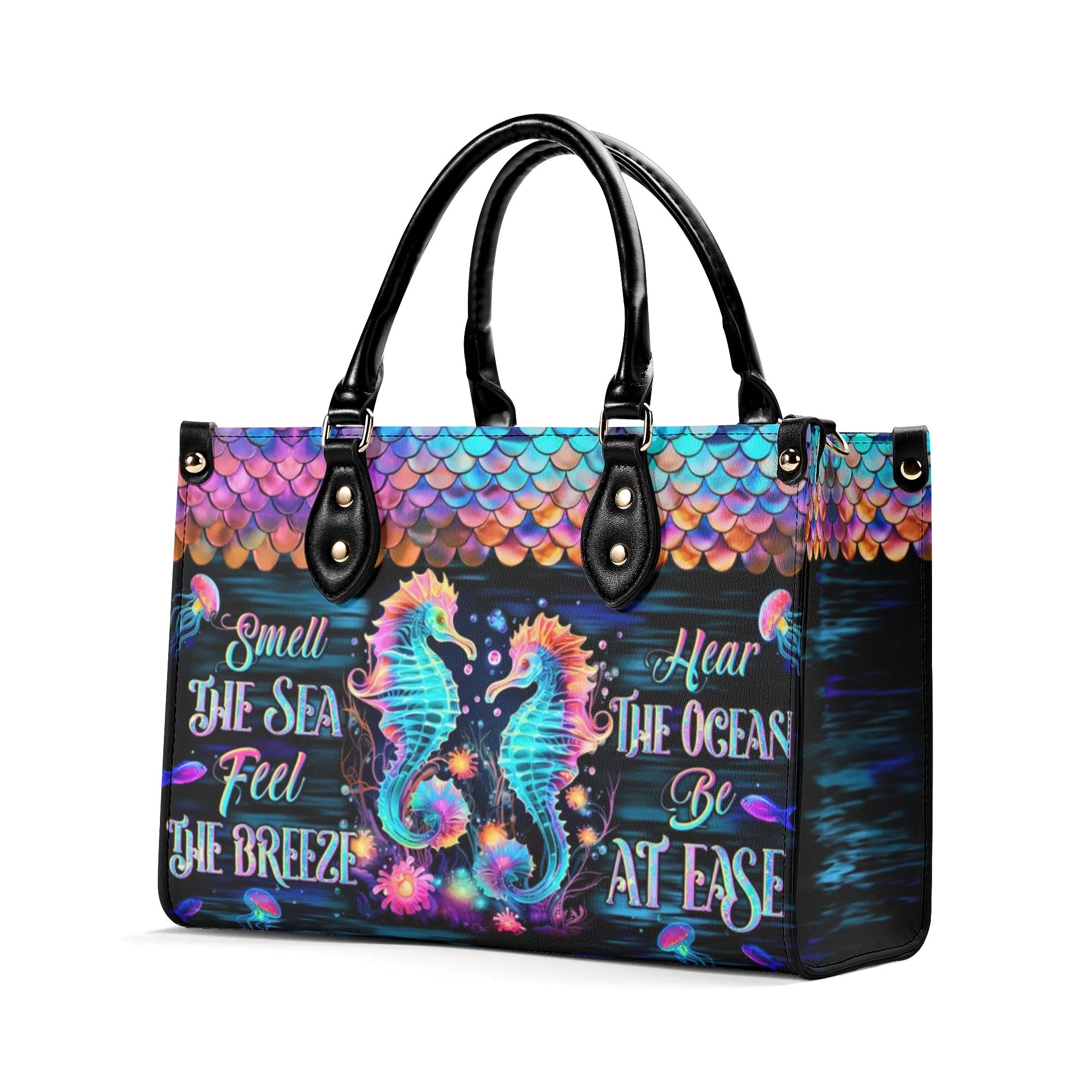 SMELL THE SEA FEEL THE BREEZE SEAHORSE LEATHER HANDBAG - TLTW2609243