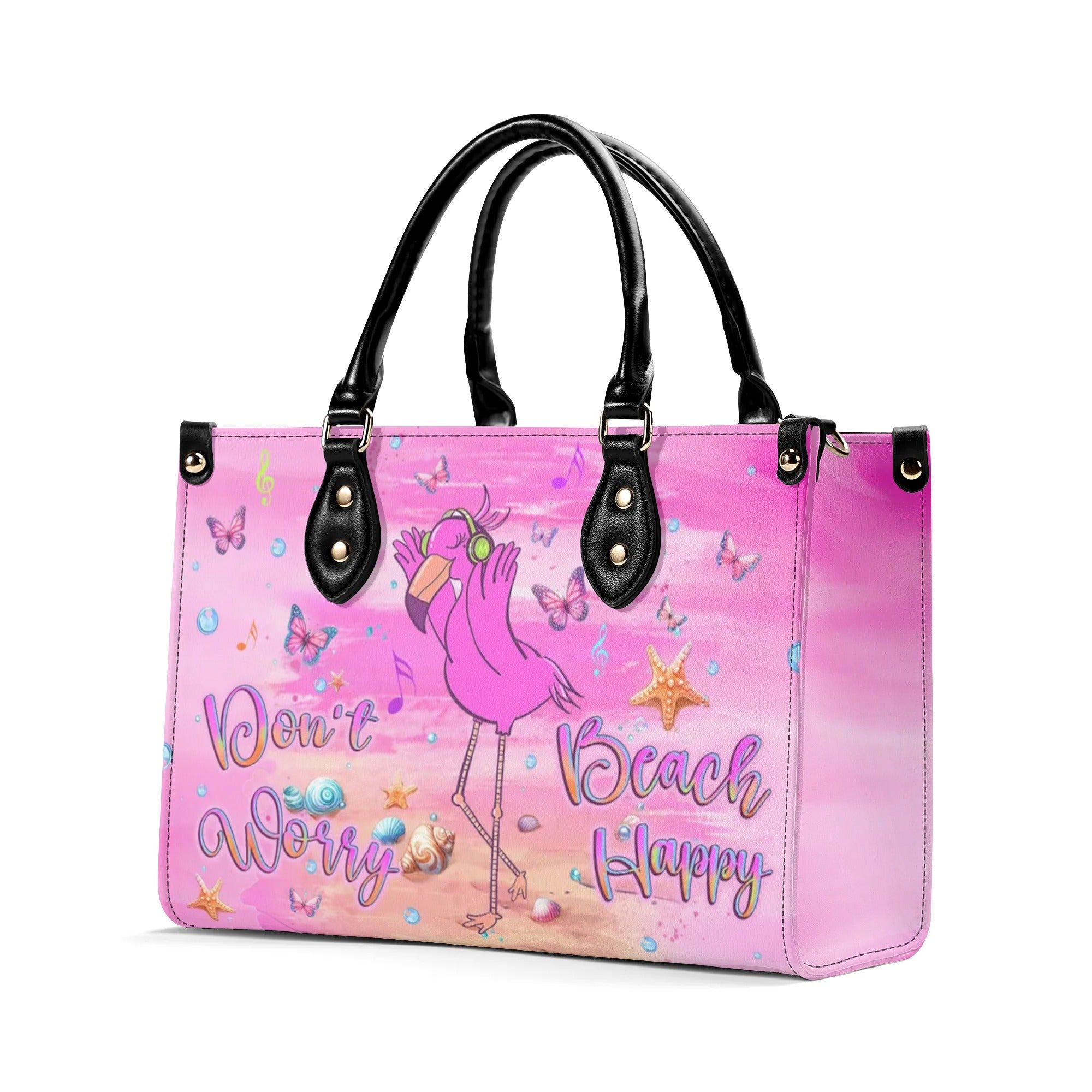 DON'T WORRY BEACH HAPPY FLAMINGO LEATHER HANDBAG - YHLT0310244