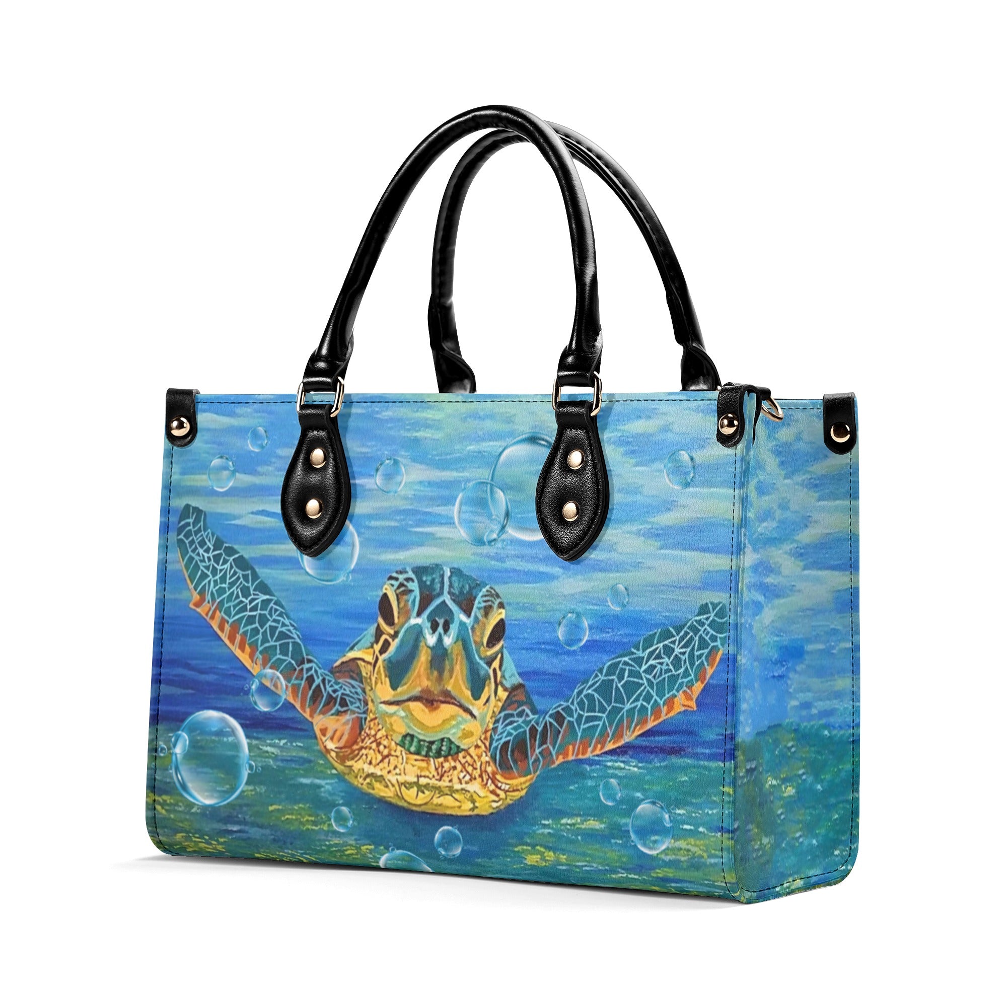 PAINTING TURTLE LEATHER HANDBAG - YHLT1411244