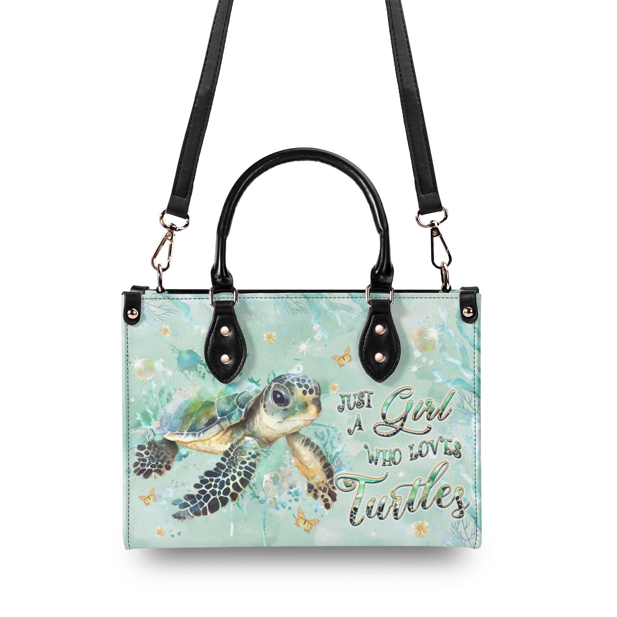 JUST A GIRL WHO LOVES TURTLES LEATHER HANDBAG - YHHG2711244