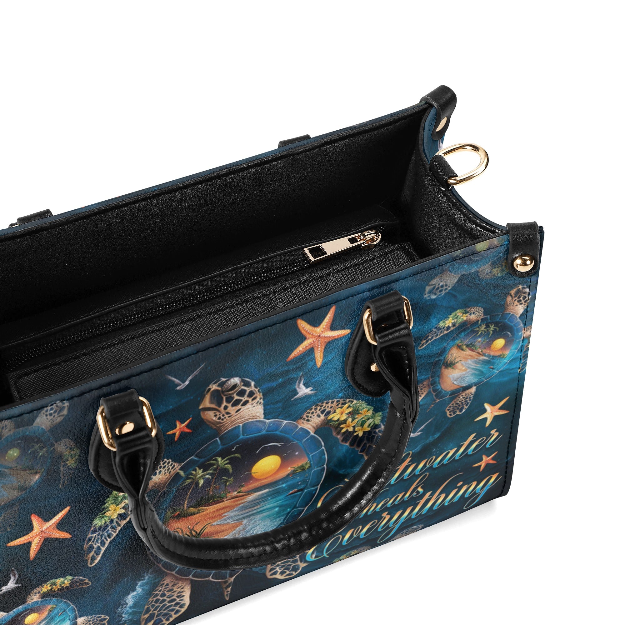 SALTWATER HEALS EVERYTHING TURTLE LEATHER HANDBAG - TLNO1712244