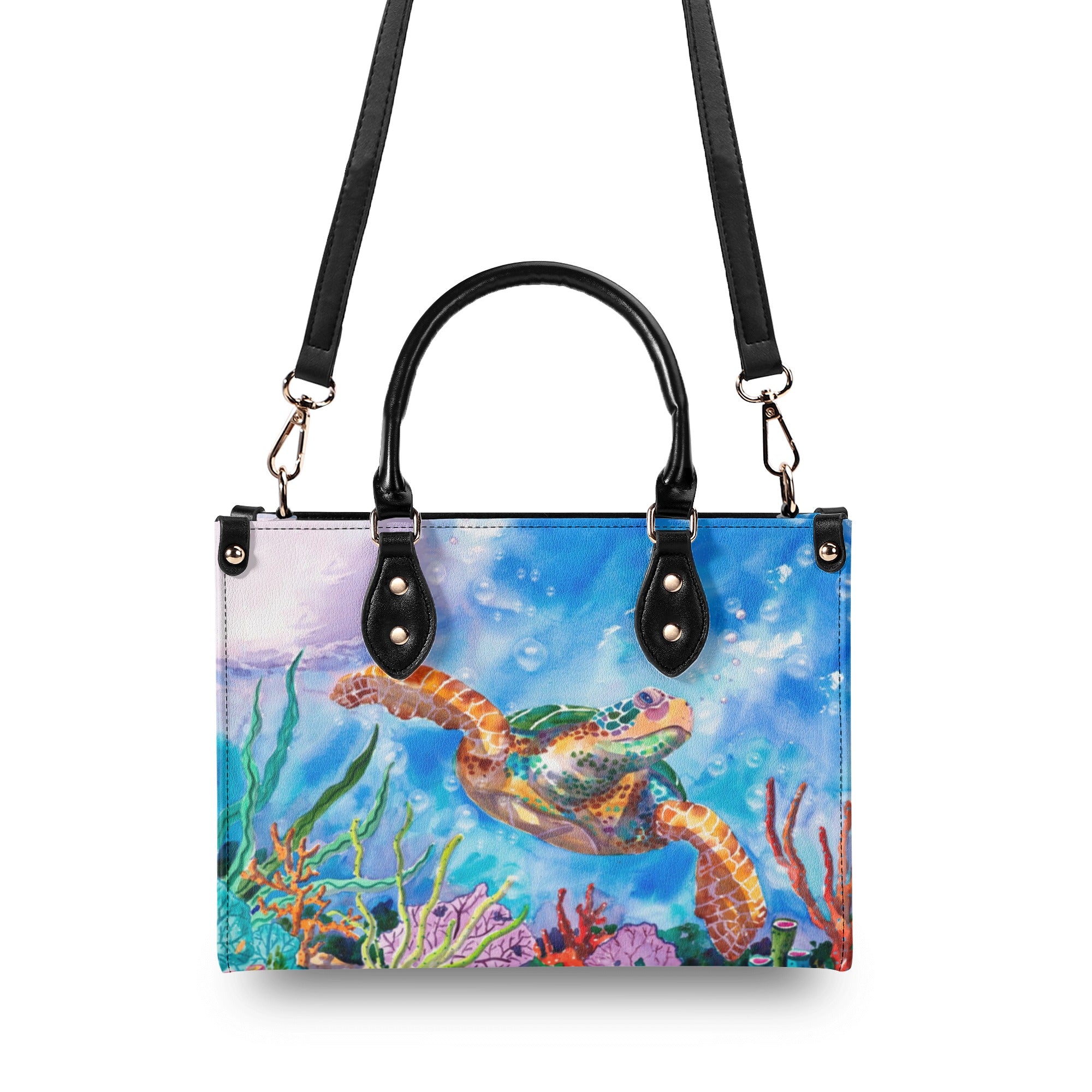 PAINTING SEA TURTLE LEATHER HANDBAG - YHDU2111244