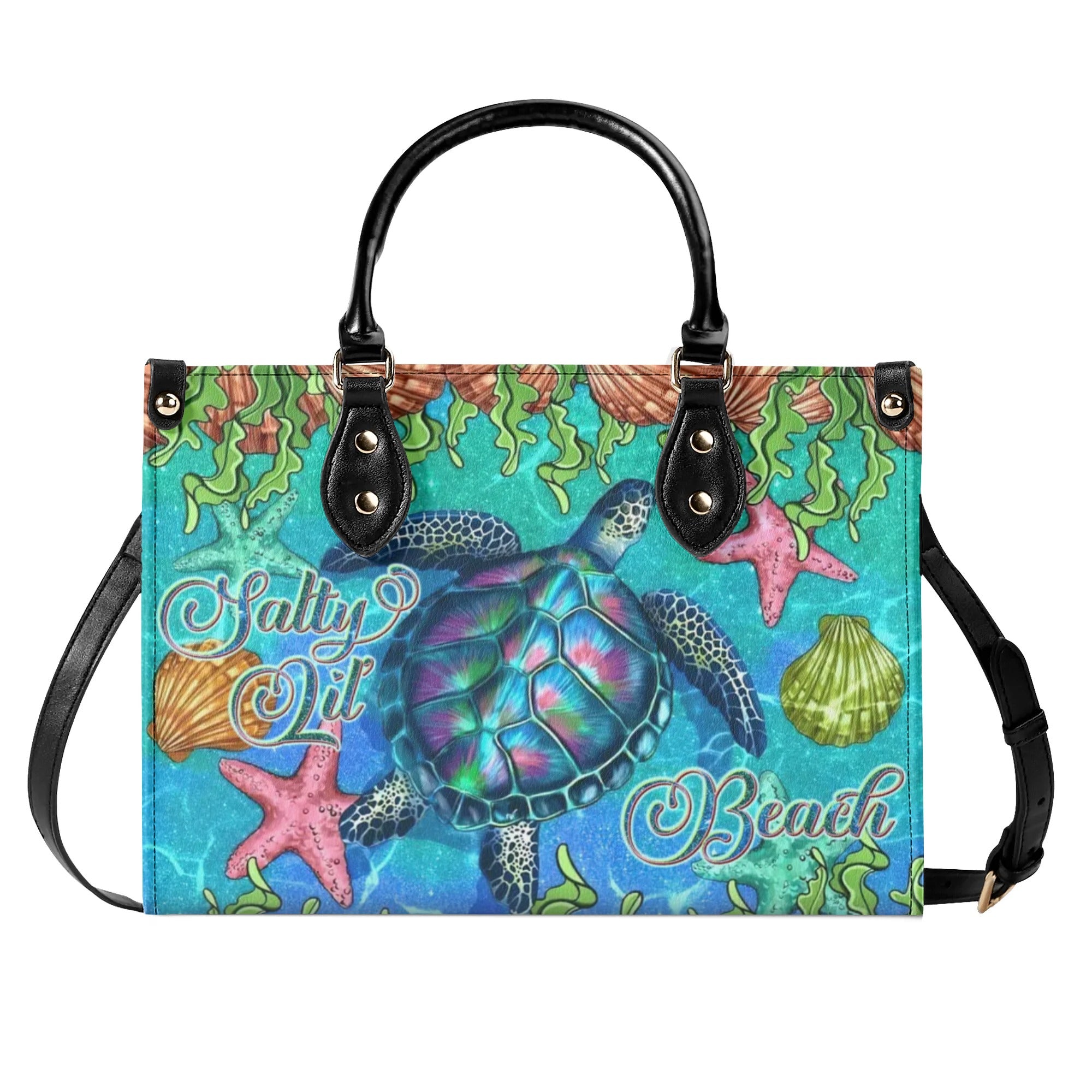 SALTY LIL' BEACH TURTLE LEATHER HANDBAG - TLNT0606244