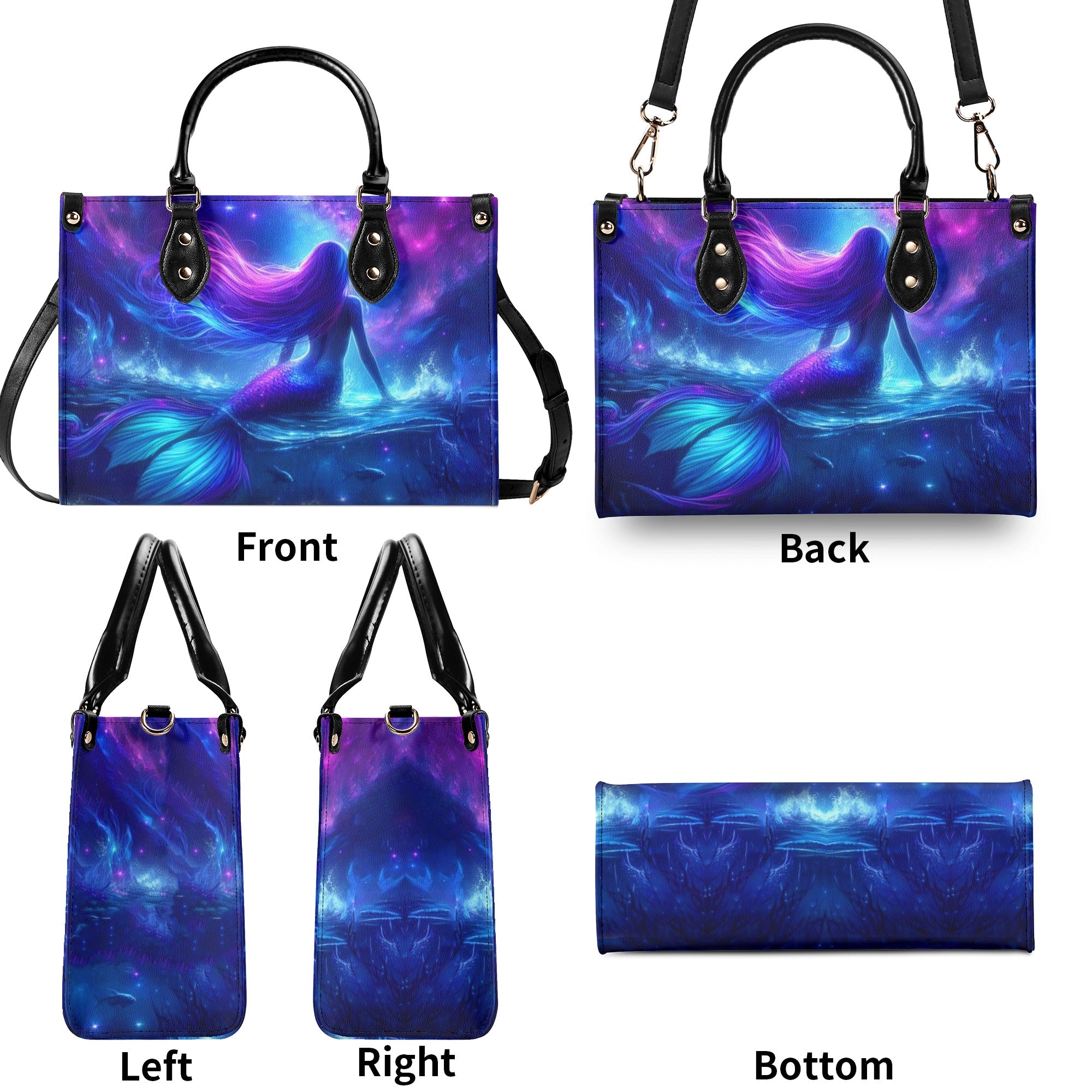 GLOWING OCEAN MERMAID LEATHER HANDBAG - YHHN2712242