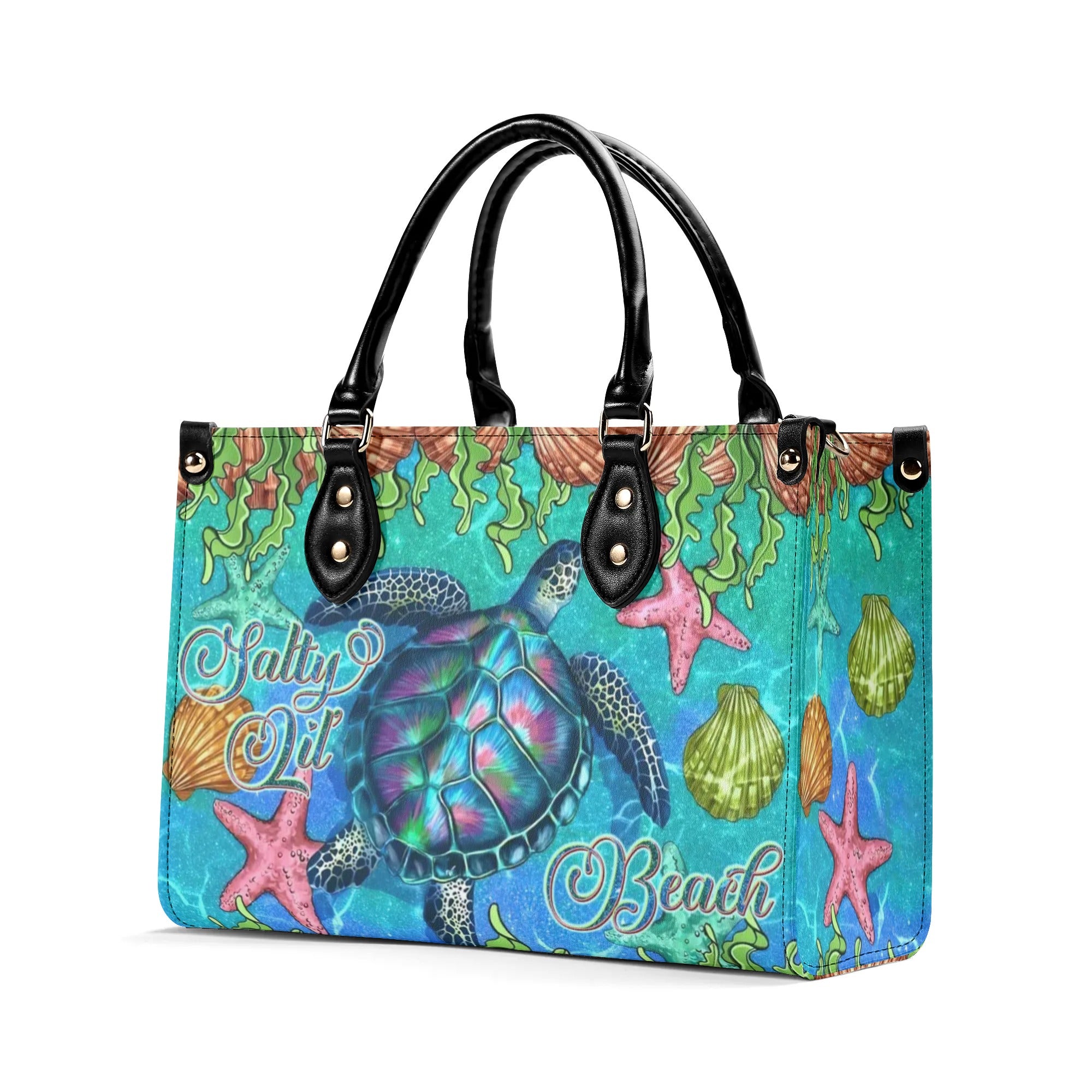 SALTY LIL' BEACH TURTLE LEATHER HANDBAG - TLNT0606244