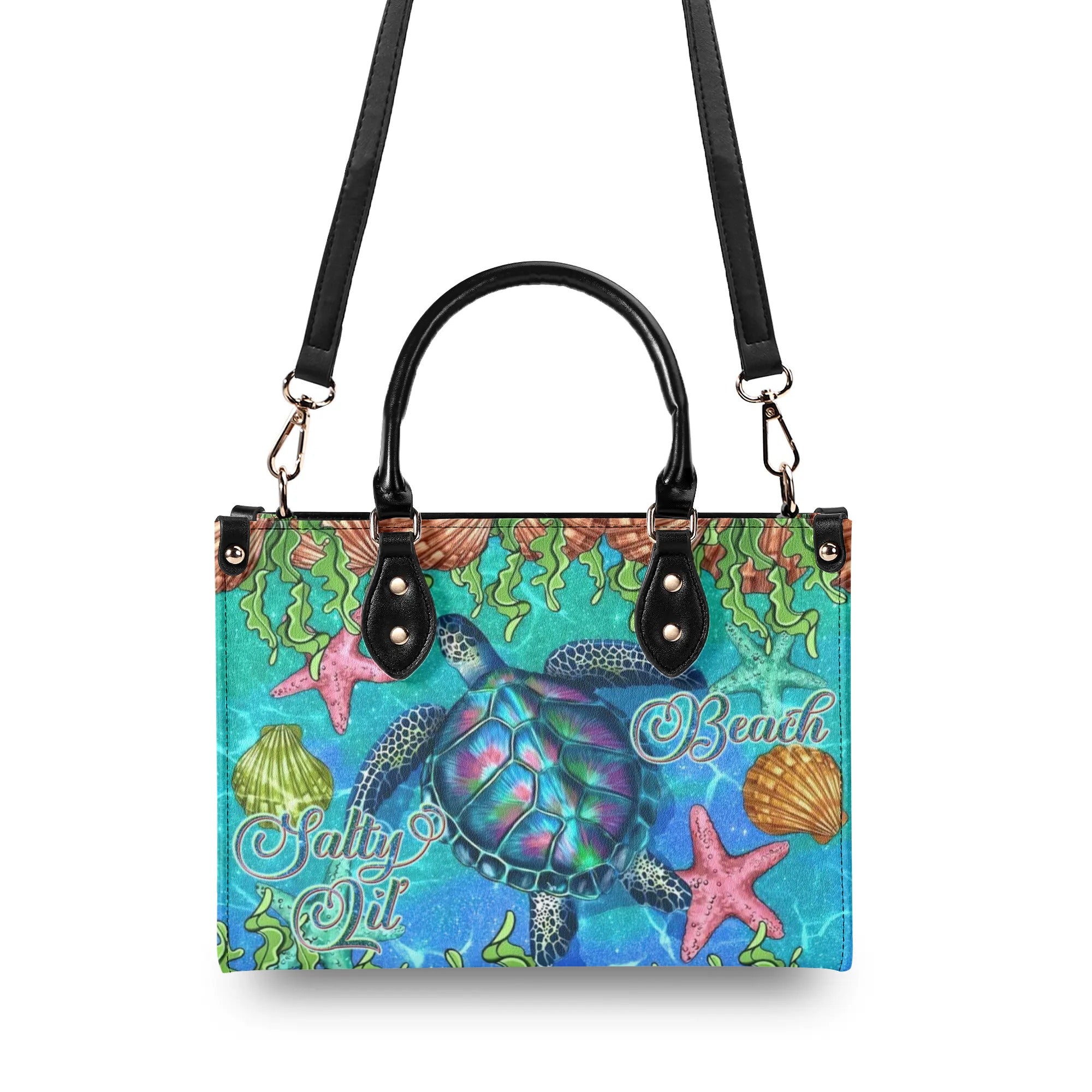 SALTY LIL' BEACH TURTLE LEATHER HANDBAG - TLNT0606244