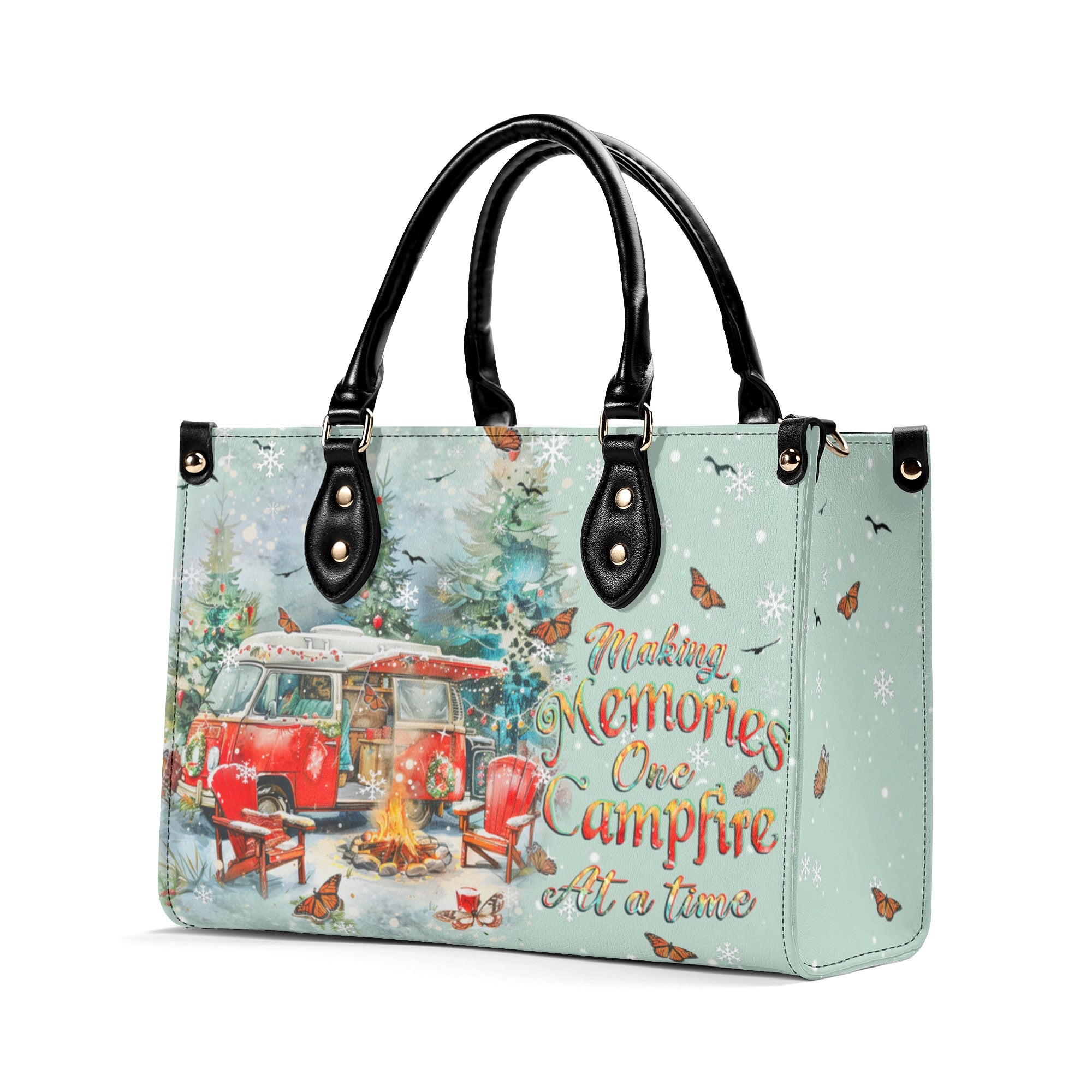 MAKING MEMORIES ONE CAMPFIRE CHRISTMAS LEATHER HANDBAG - YHHN2910244