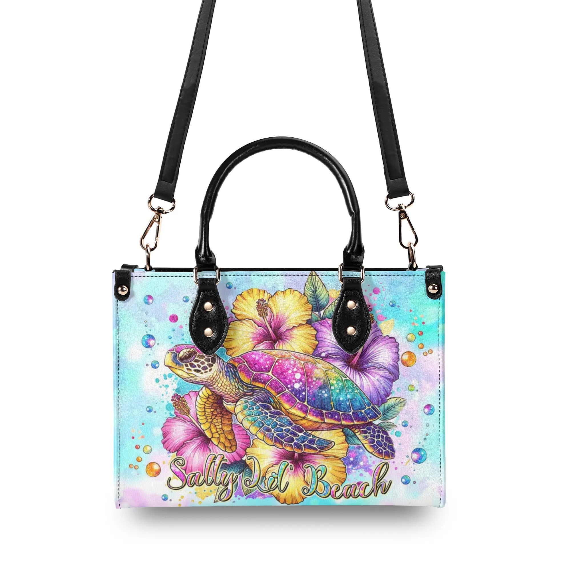 SALTY LIL' BEACH TURTLE LEATHER HANDBAG - TLTW1006243