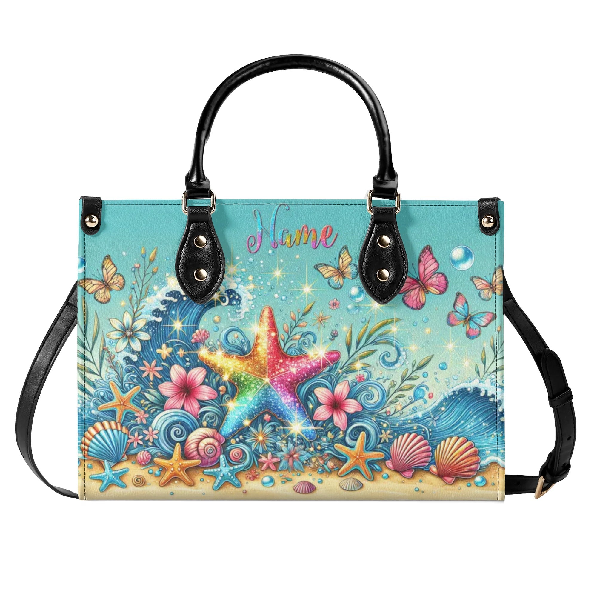 STARFISH FLORAL WAVES LEATHER HANDBAG - TLNT0307244