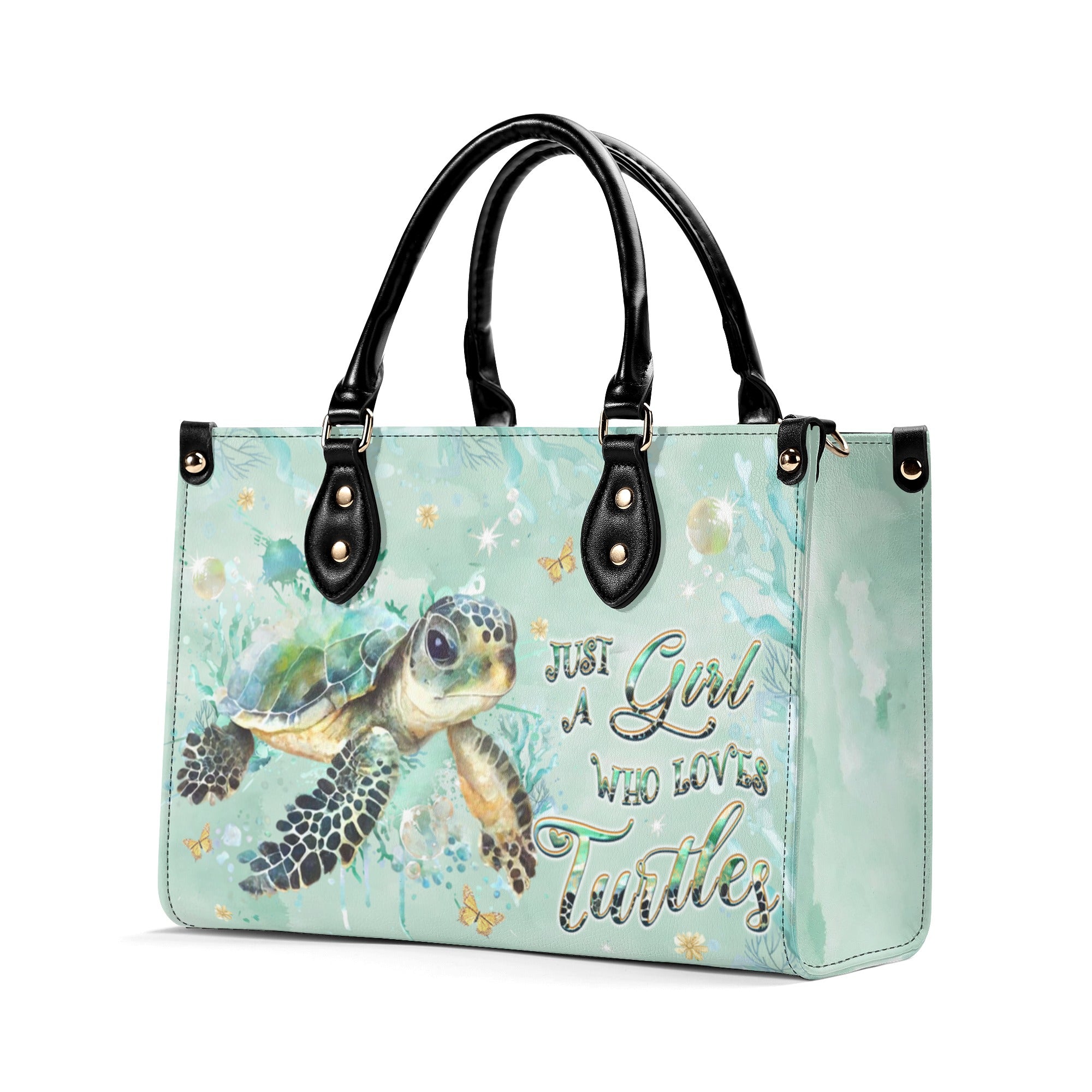 JUST A GIRL WHO LOVES TURTLES LEATHER HANDBAG - YHHG2711244