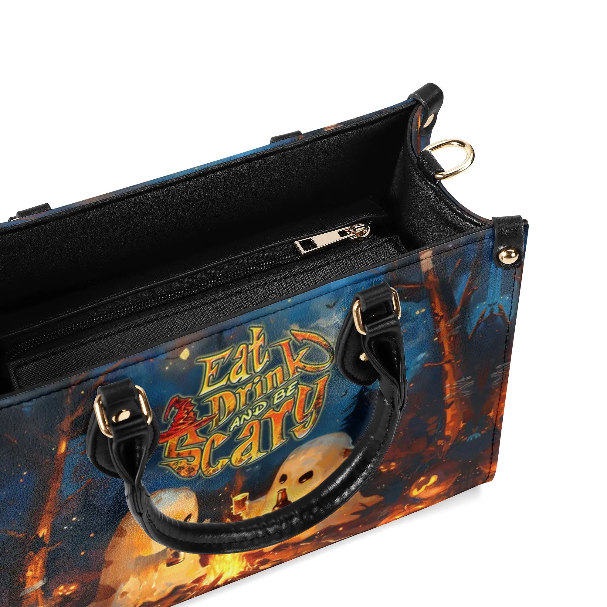 EAT DRINK AND BE SCARY HALLOWEEN LEATHER HANDBAG - YHDU2008244