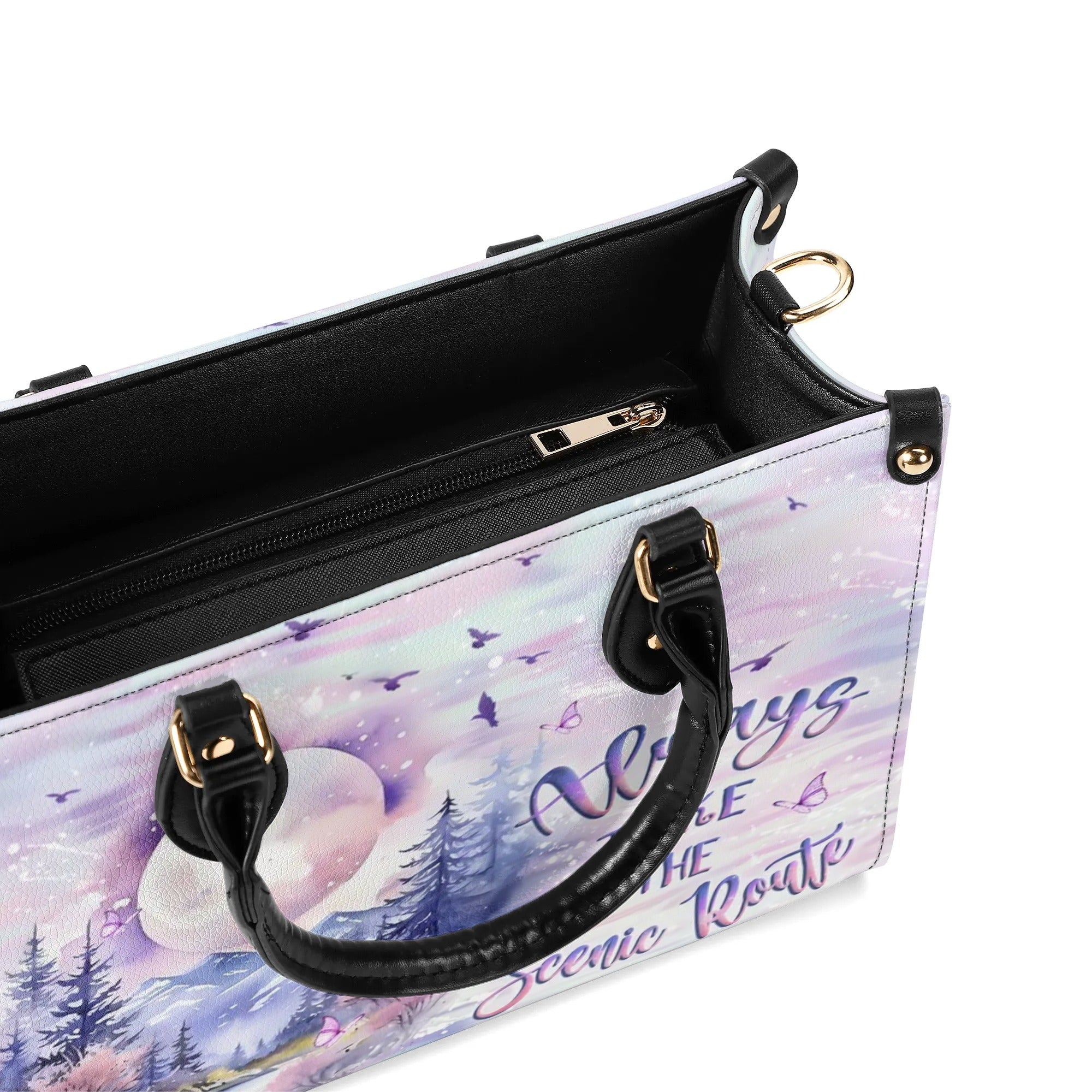 ALWAYS TAKE THE SCENIC ROUTE LEATHER HANDBAG - YHLT0110244